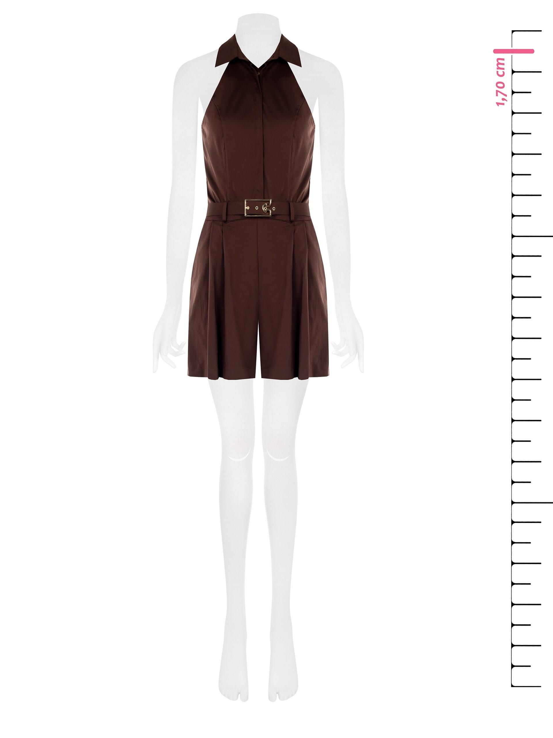 Pantalon-culotte plissé en coton mélangé extensible avec ceinture à logo rigide Rinascimento
