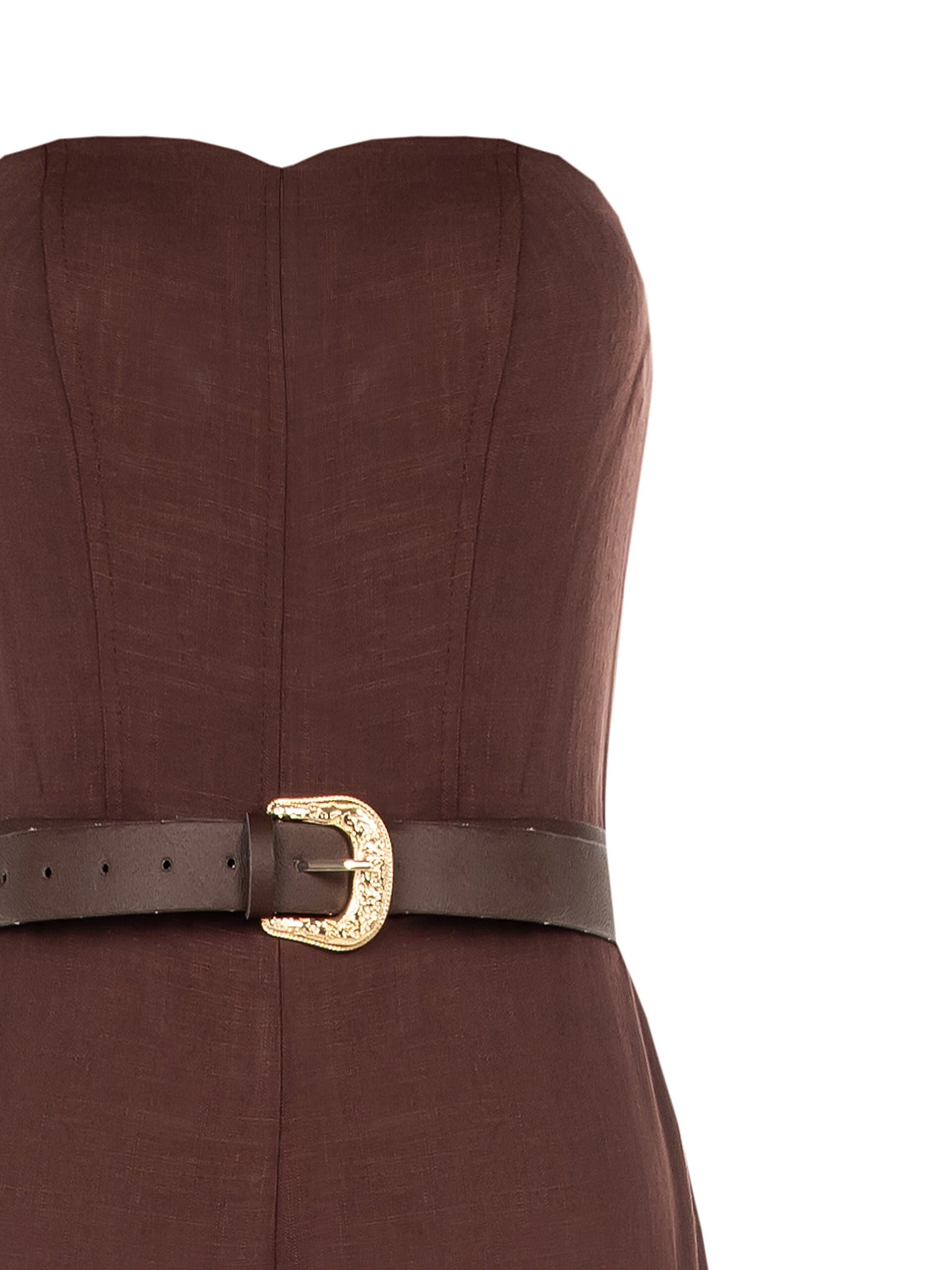 Mixed Viscose And Linen Palazzo Suit With Matching Leather Imitation Belt Rinascimento