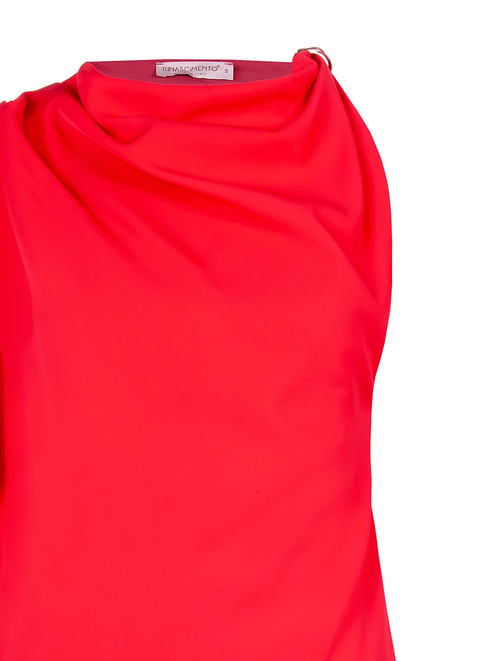 Blusa Asimmetrica In Tessuto Fluido Arricciata Sulla Spalla Rinascimento