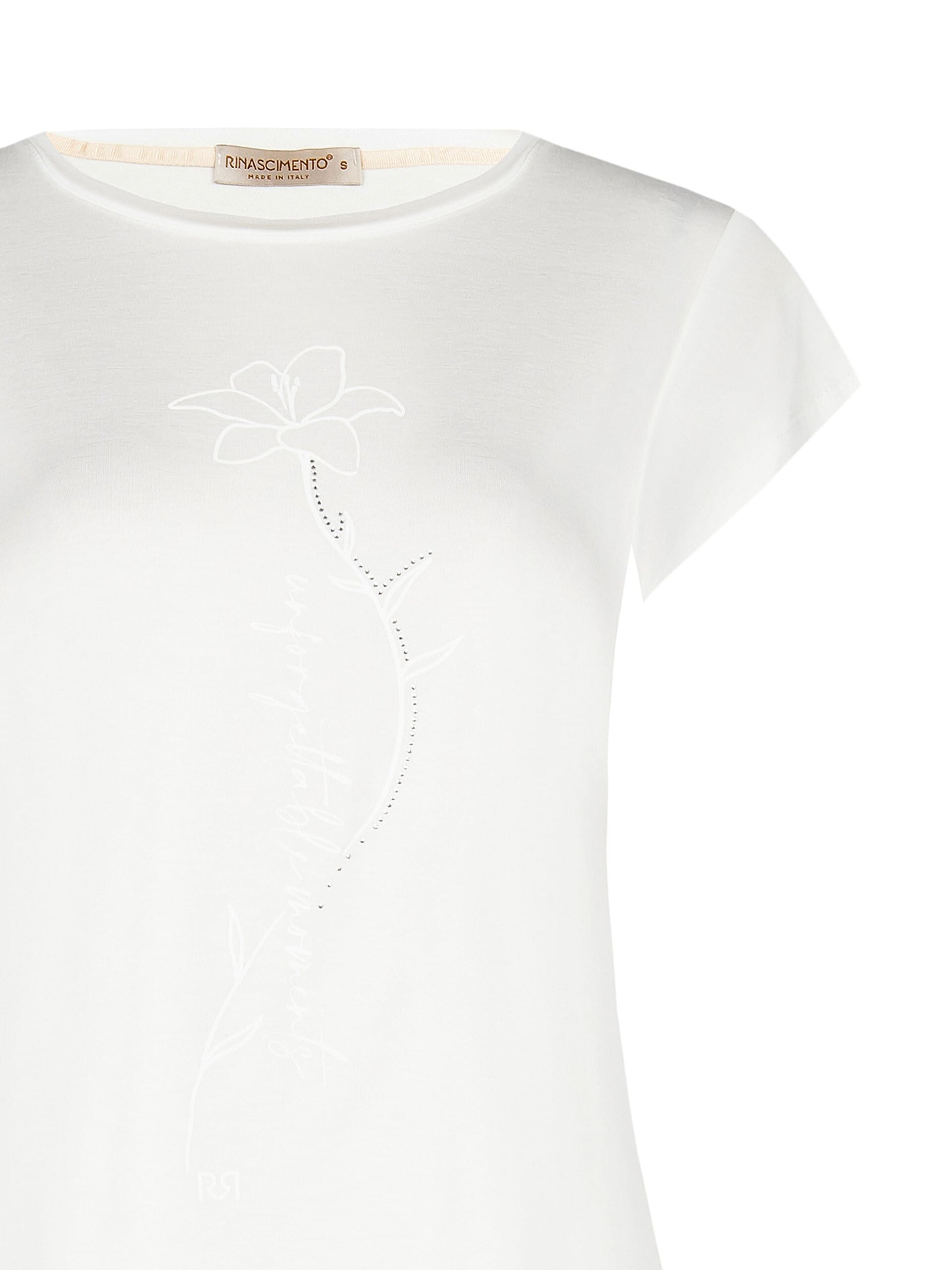 Viscose Regular T-Shirt With Flower Embossing And Sequins Rinascimento