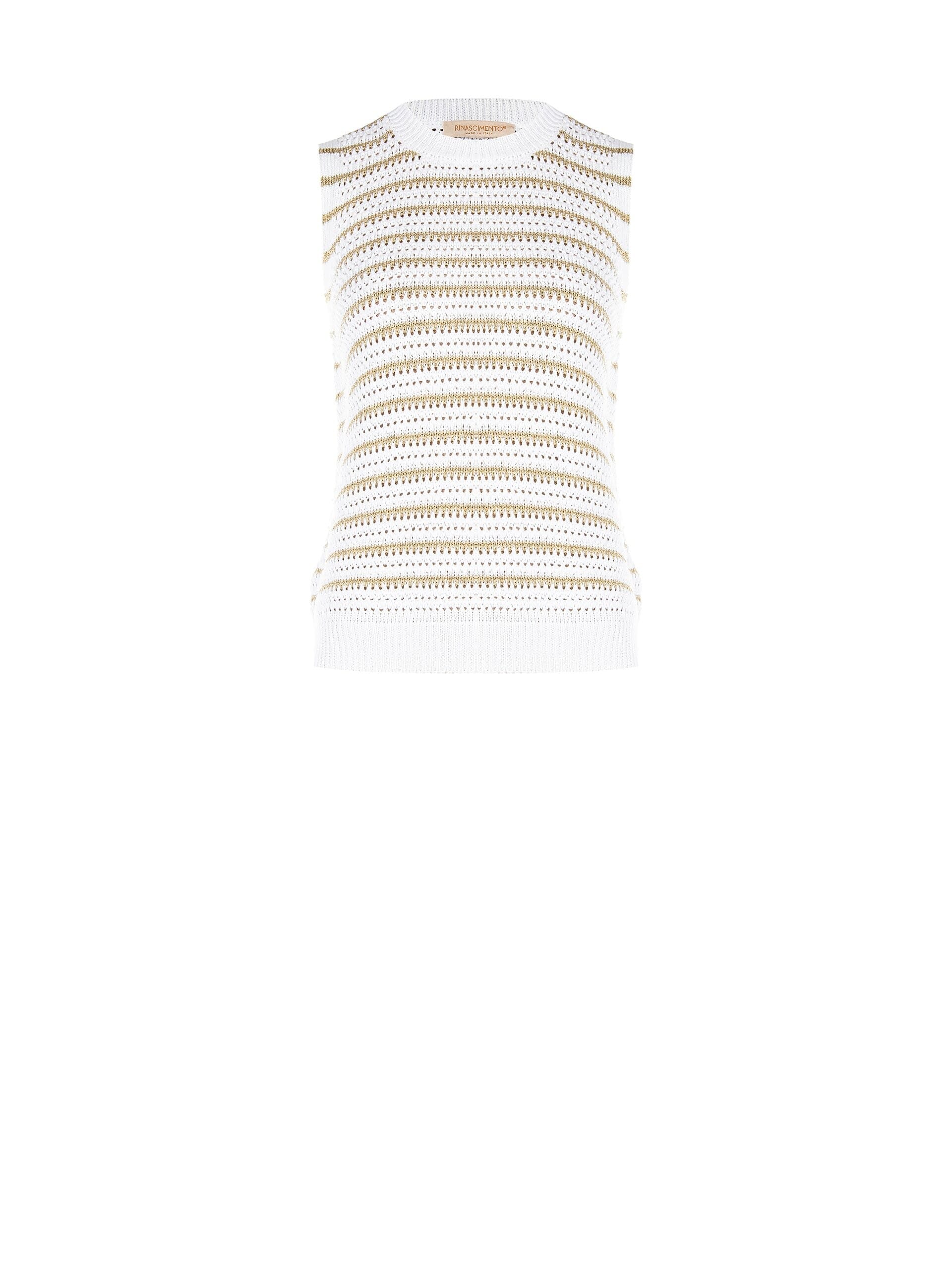 Cotton-Viscose Blend Woven Knit Top With Lurex Yarn Rinascimento