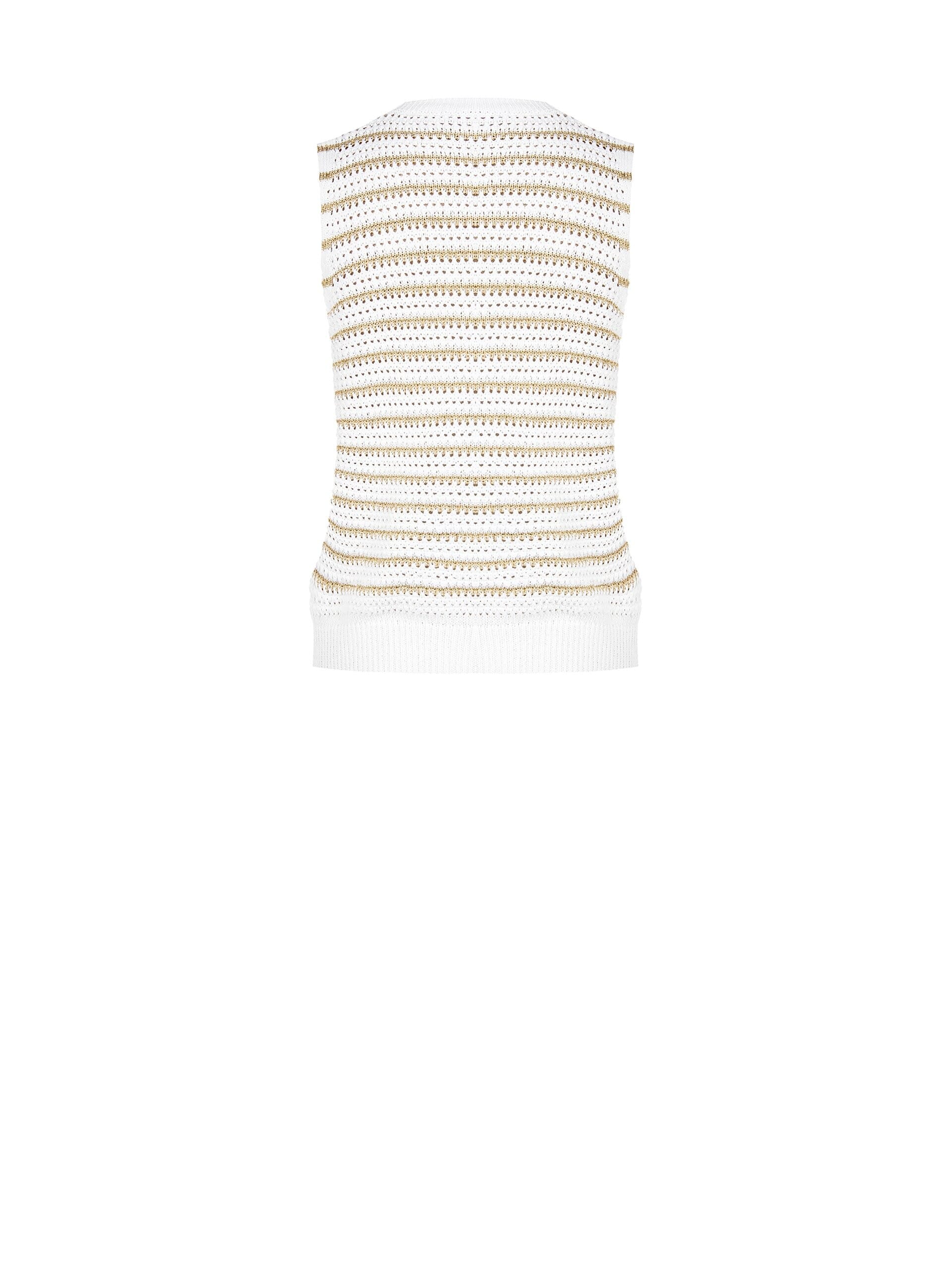 Cotton-Viscose Blend Woven Knit Top With Lurex Yarn Rinascimento