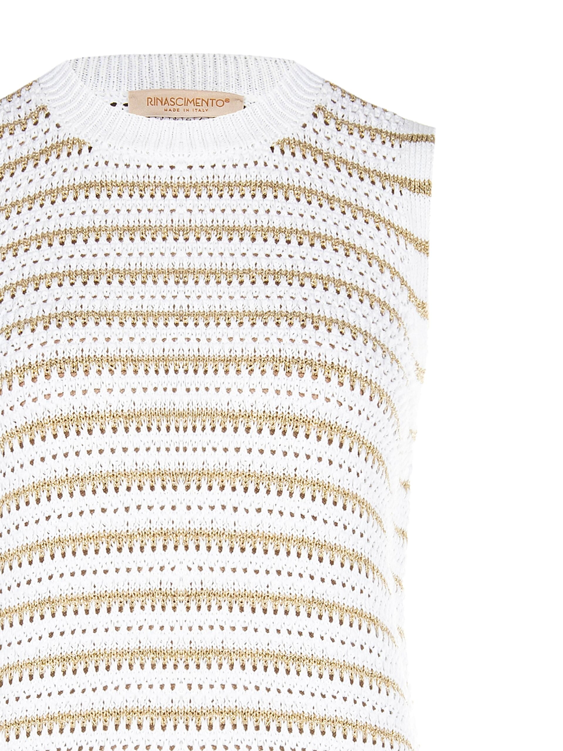 Cotton-Viscose Blend Woven Knit Top With Lurex Yarn Rinascimento