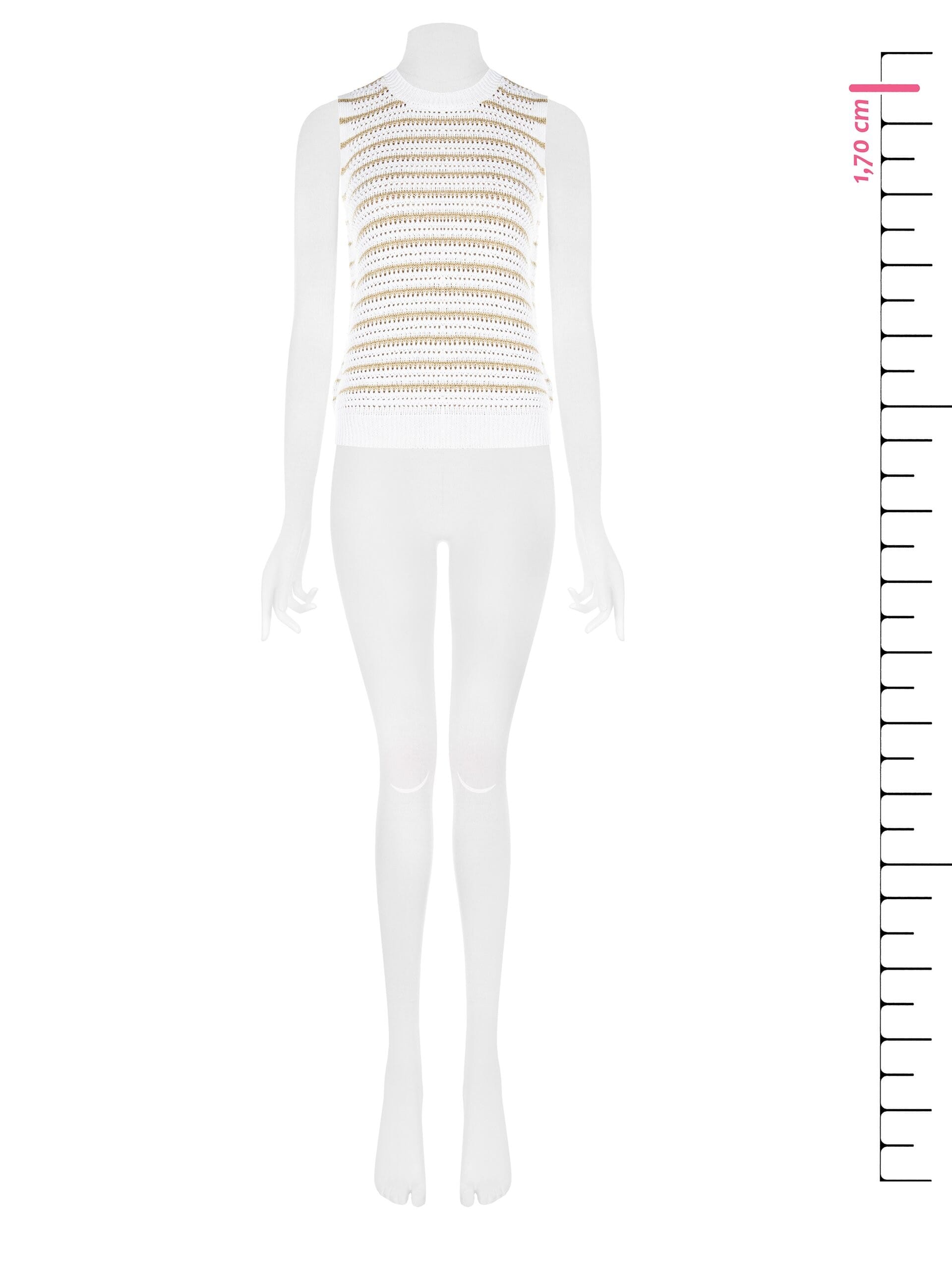 Cotton-Viscose Blend Woven Knit Top With Lurex Yarn Rinascimento