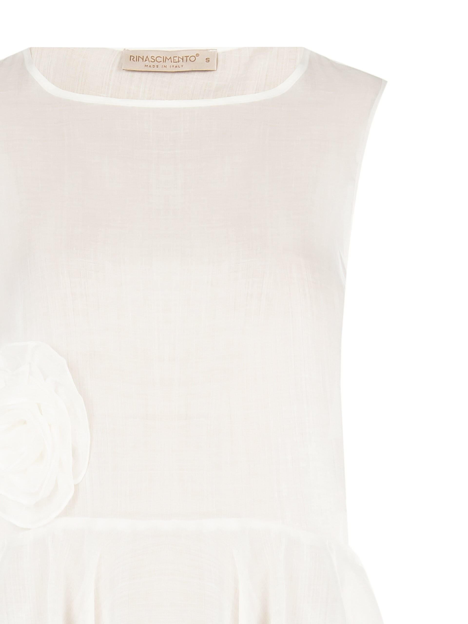 Extralight Lyocell Wide Top With Ruffle And Rose Appliqué Rinascimento