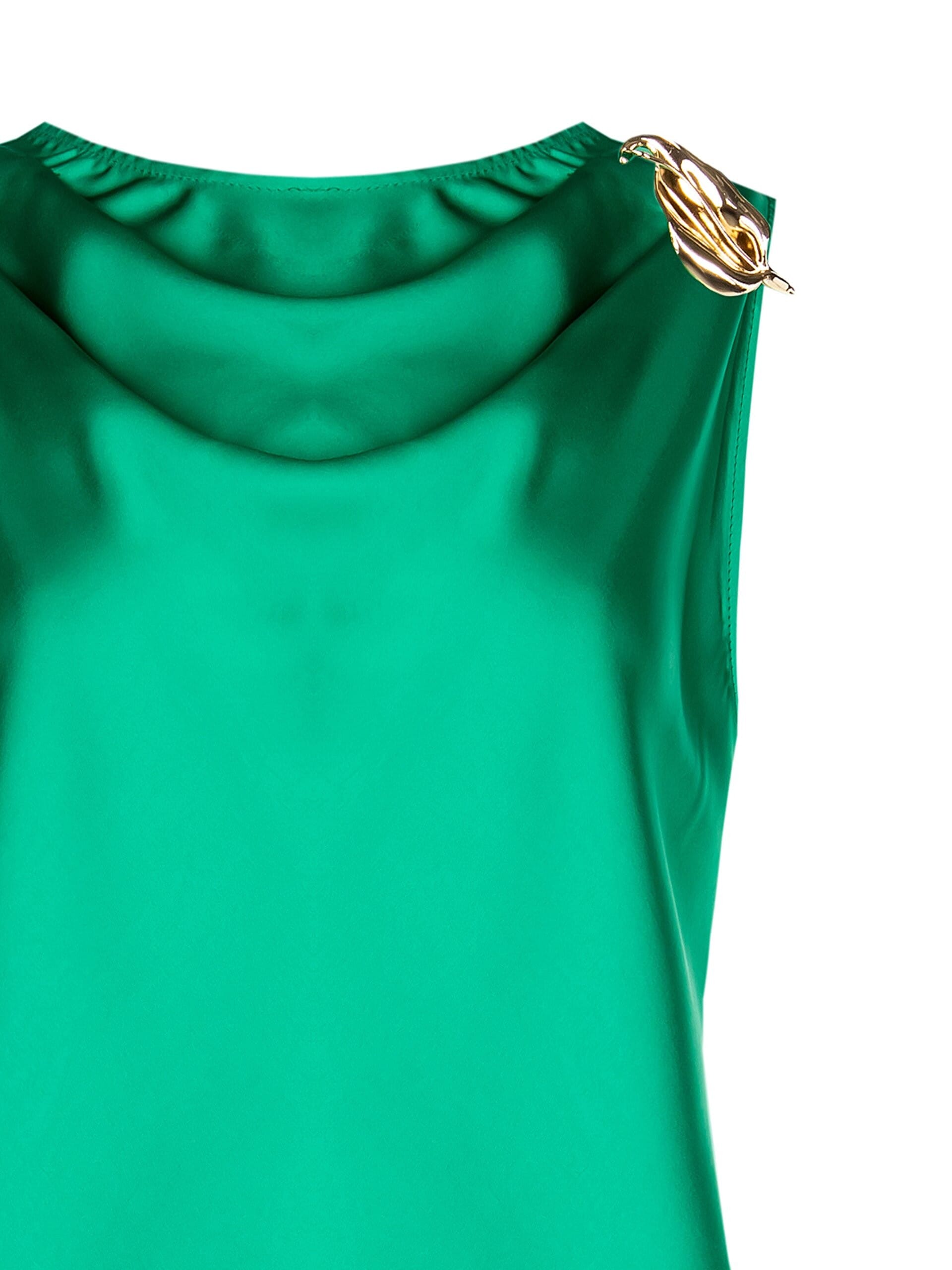 Satin Top With Calla Rinascimento Brooch