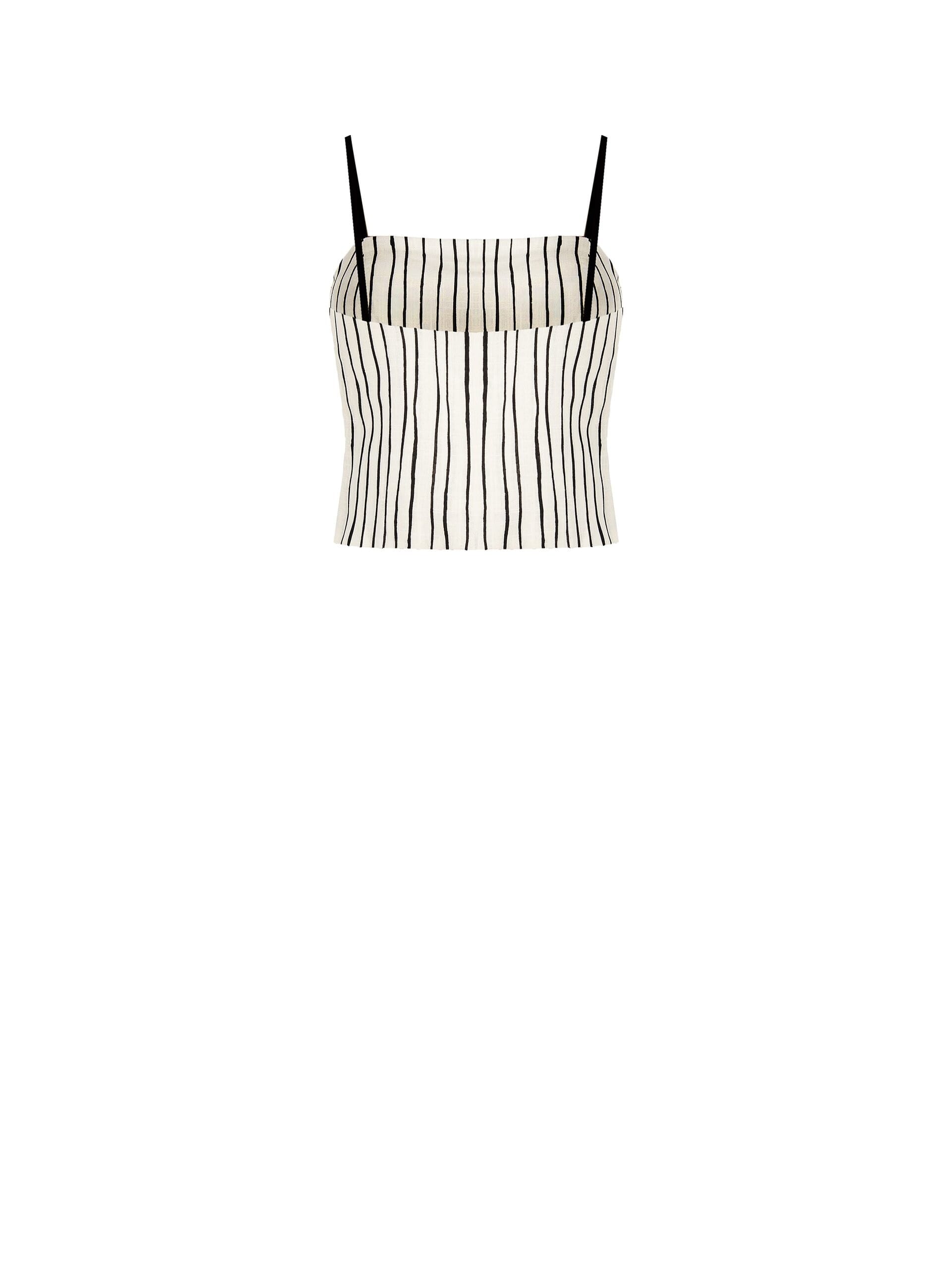 Irregular Striped Cotton Crop Top Bustier Rinascimento