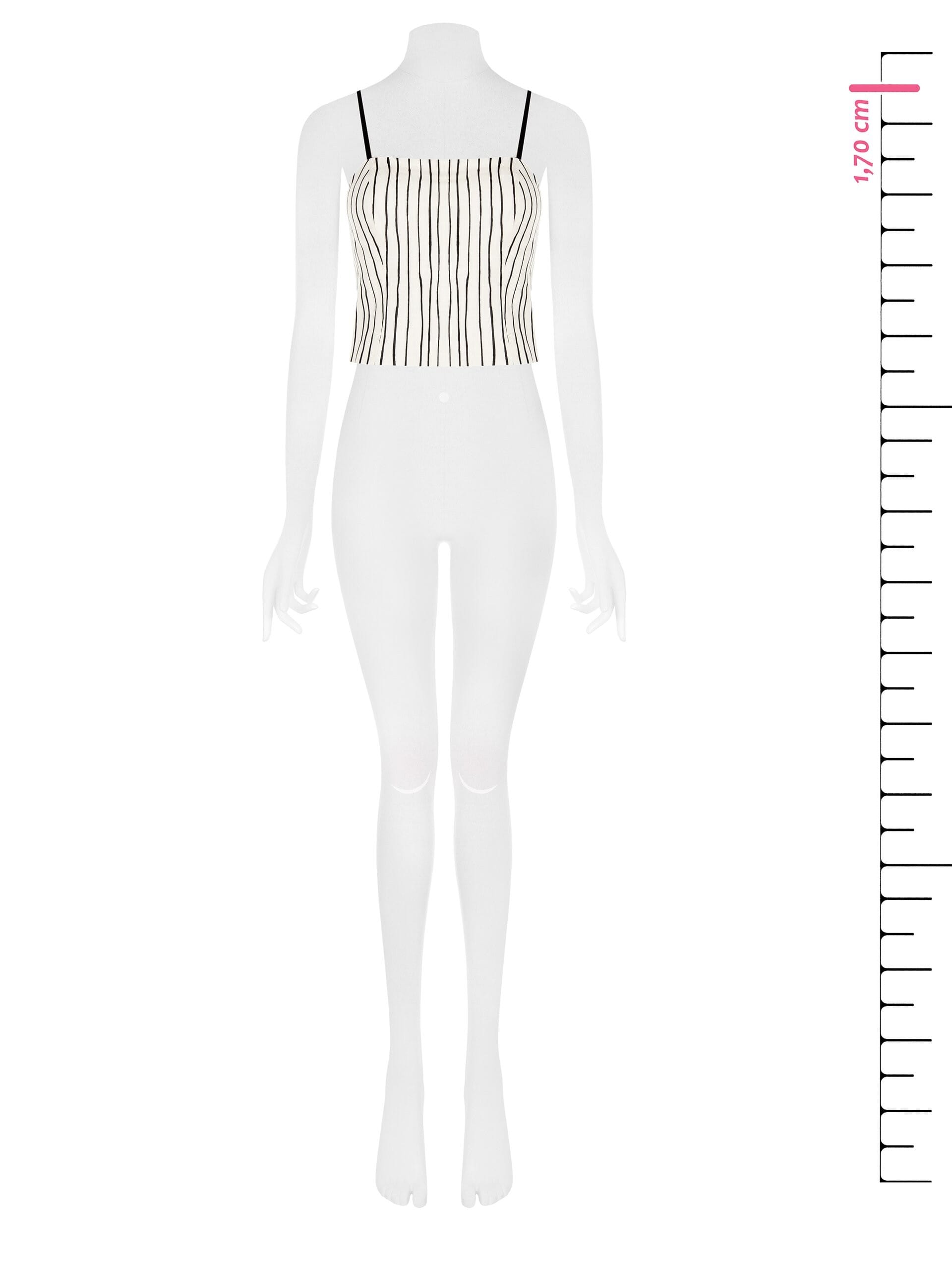 Irregular Striped Cotton Crop Top Bustier Rinascimento