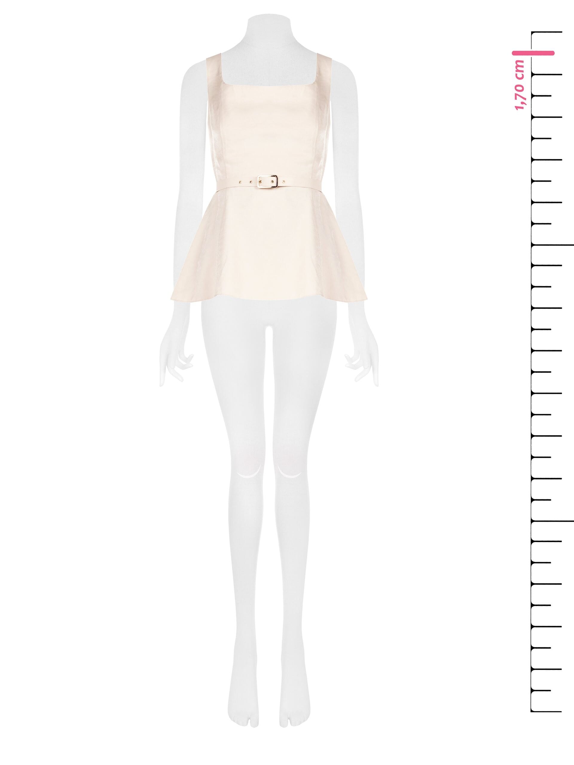 Pleated Viscose Mix Pearl Effect Top with Coordinating Belt Rinascimento