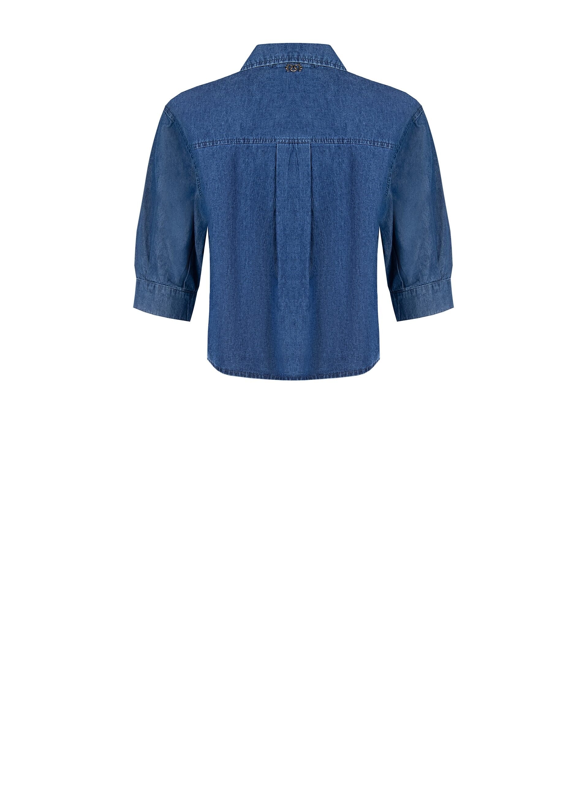 Lightweight Denim Wide and Short Shirt with 3/4 Length Sleeves Rinascimento