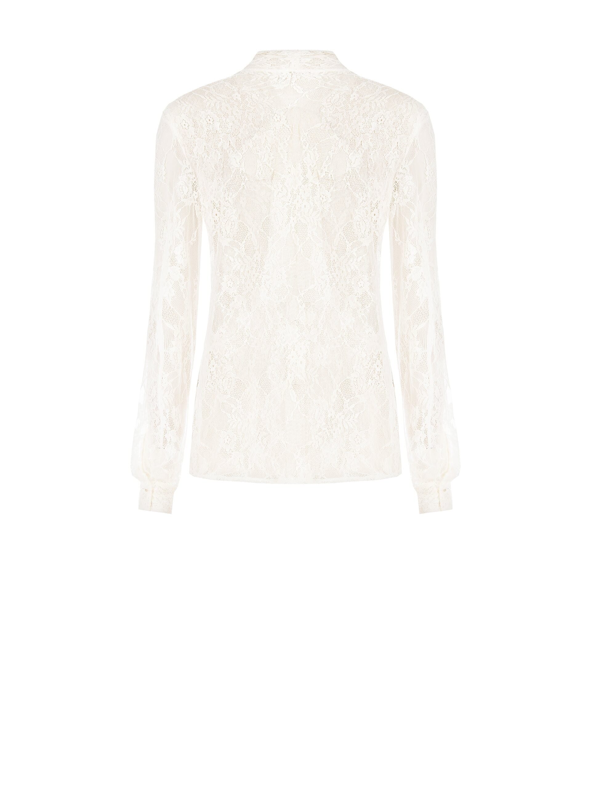 Camicia Sfiancata Trasparente In Pizzo Con Fiocco Rinascimento