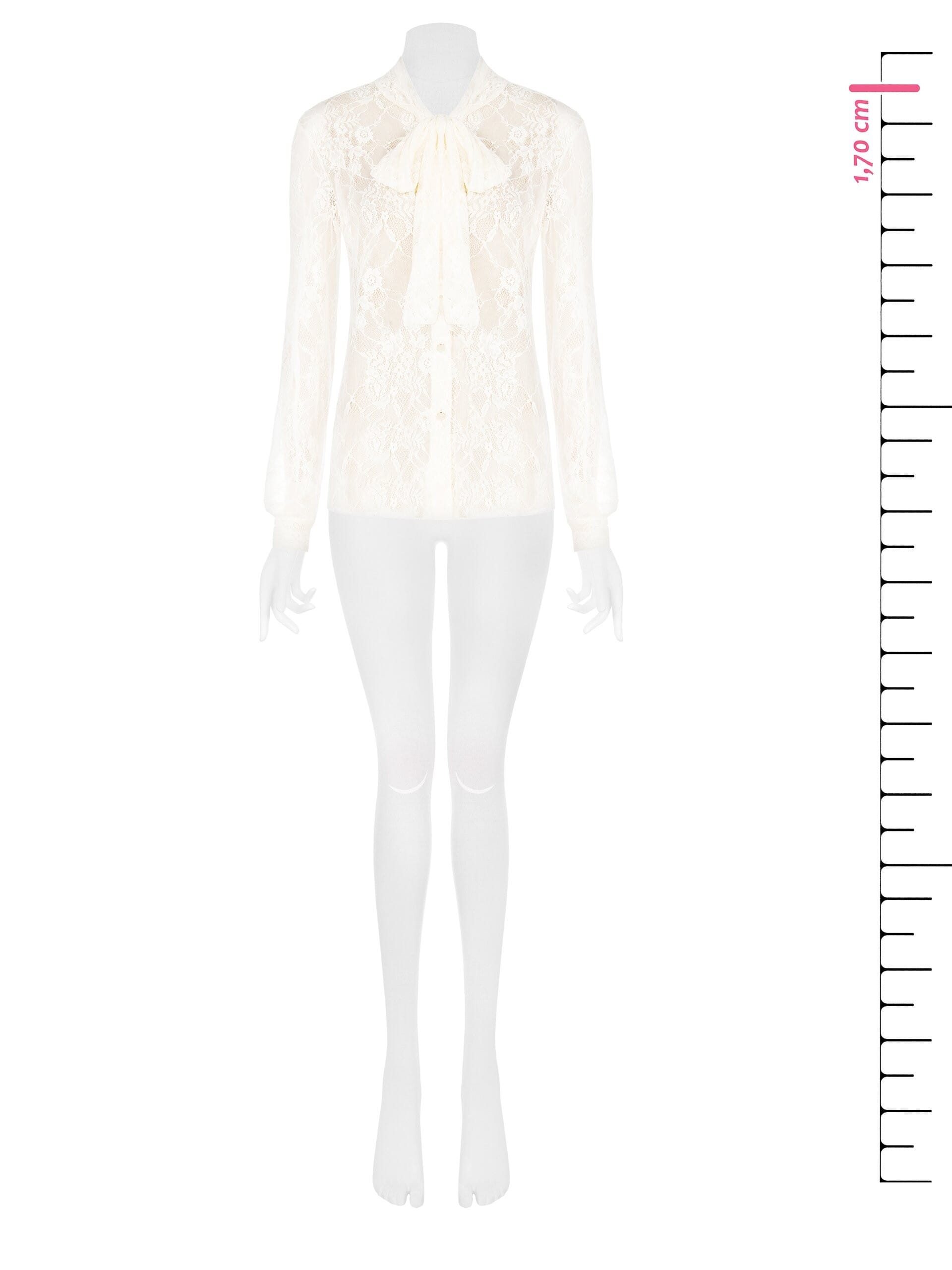 Camicia Sfiancata Trasparente In Pizzo Con Fiocco Rinascimento