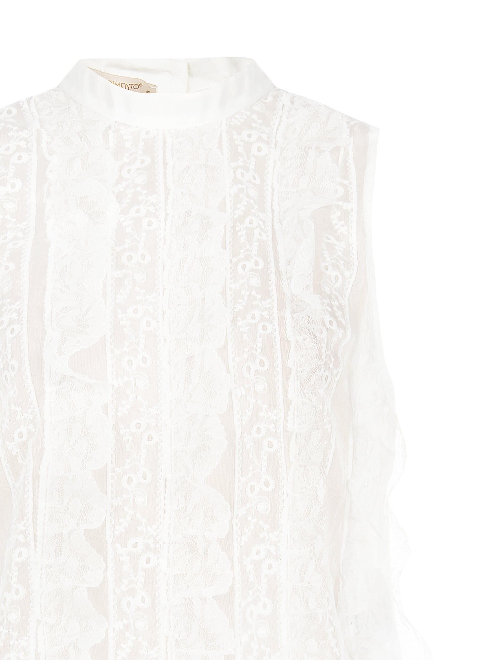 Embroidered Tulle And Lace Front And Ultralight Lyocell Back Rinascimento Blouse