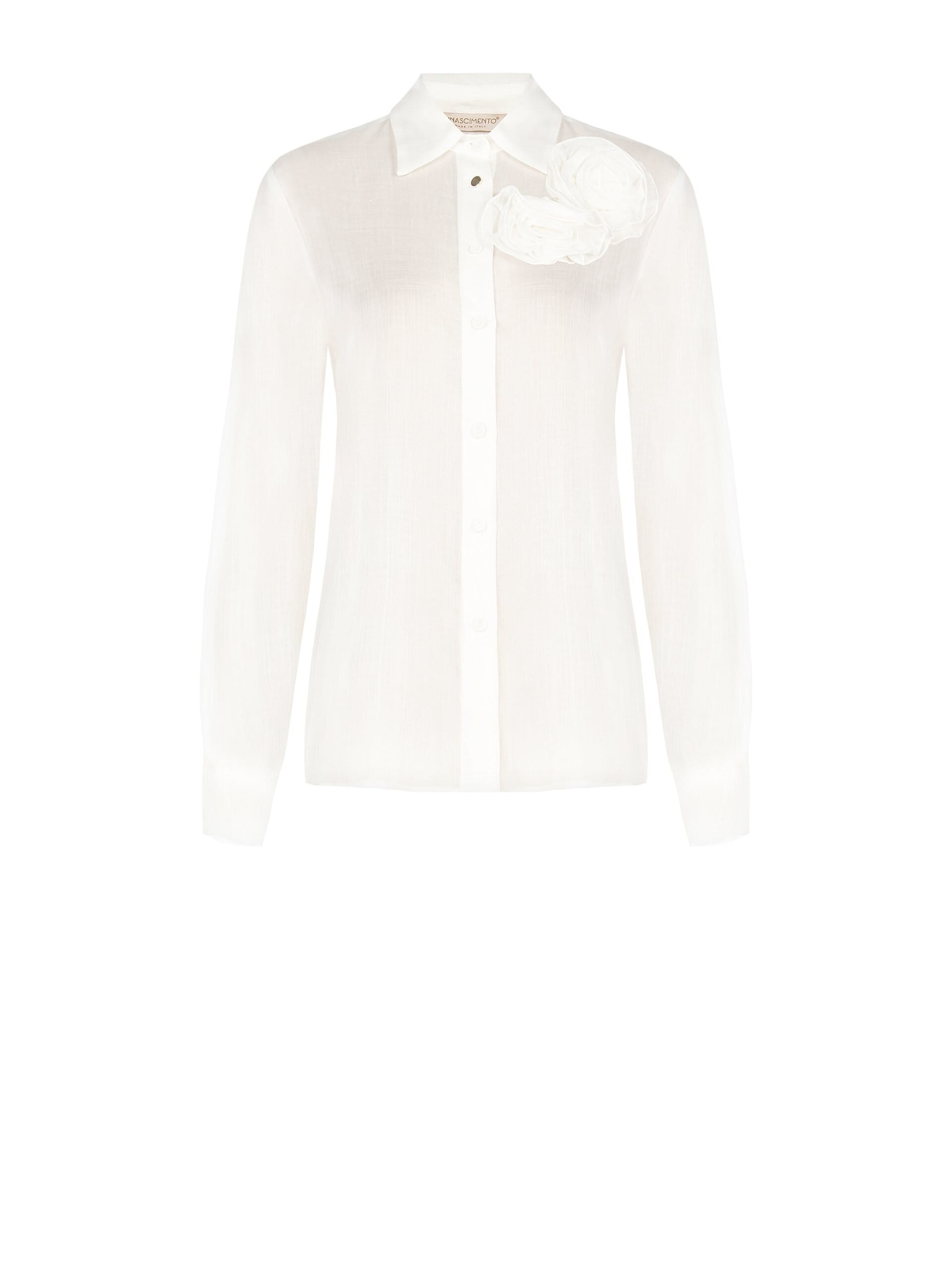 Camicia In Lyocell Ultralight Con Rose Applicate Rinascimento