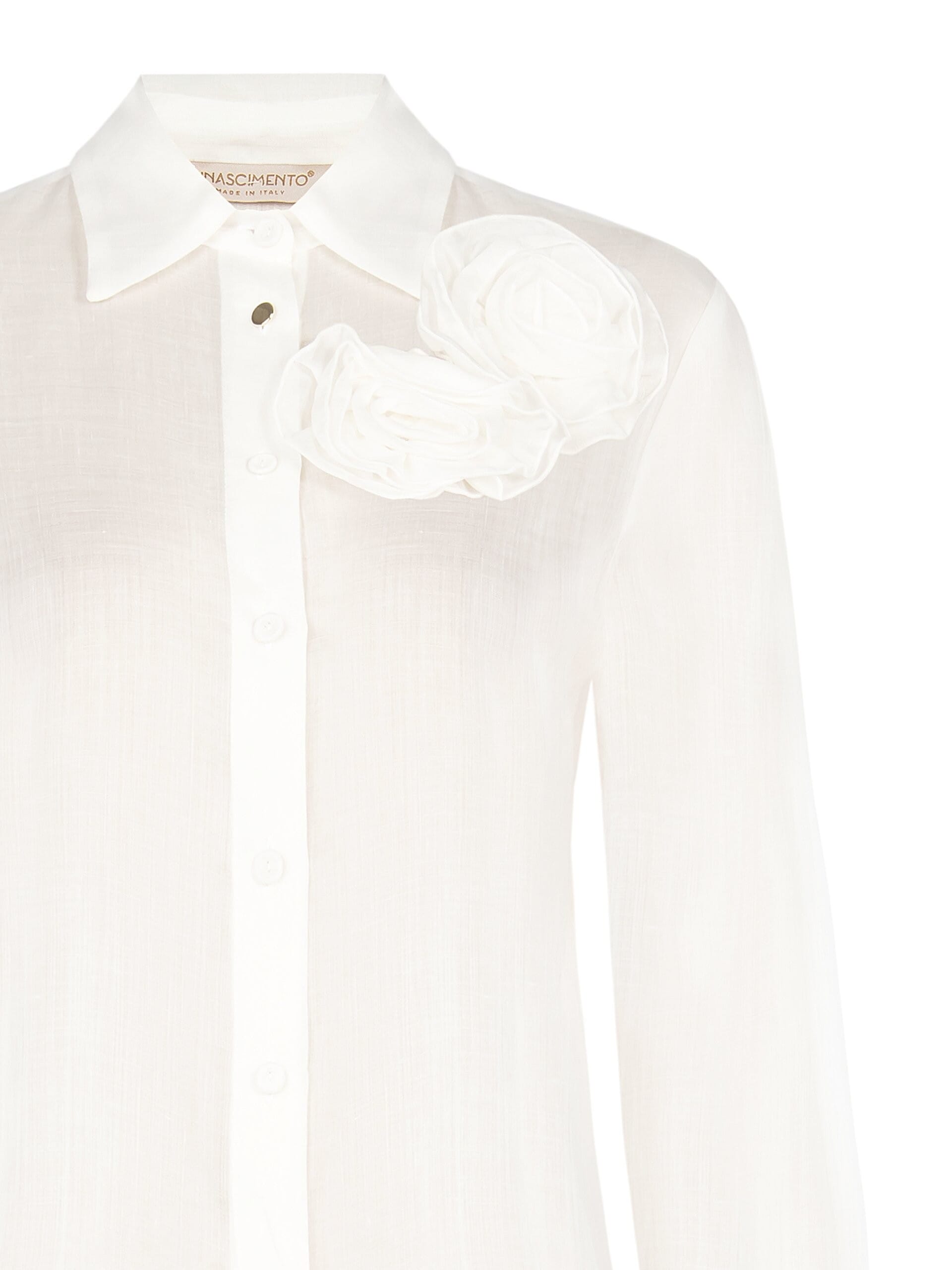 Camicia In Lyocell Ultralight Con Rose Applicate Rinascimento