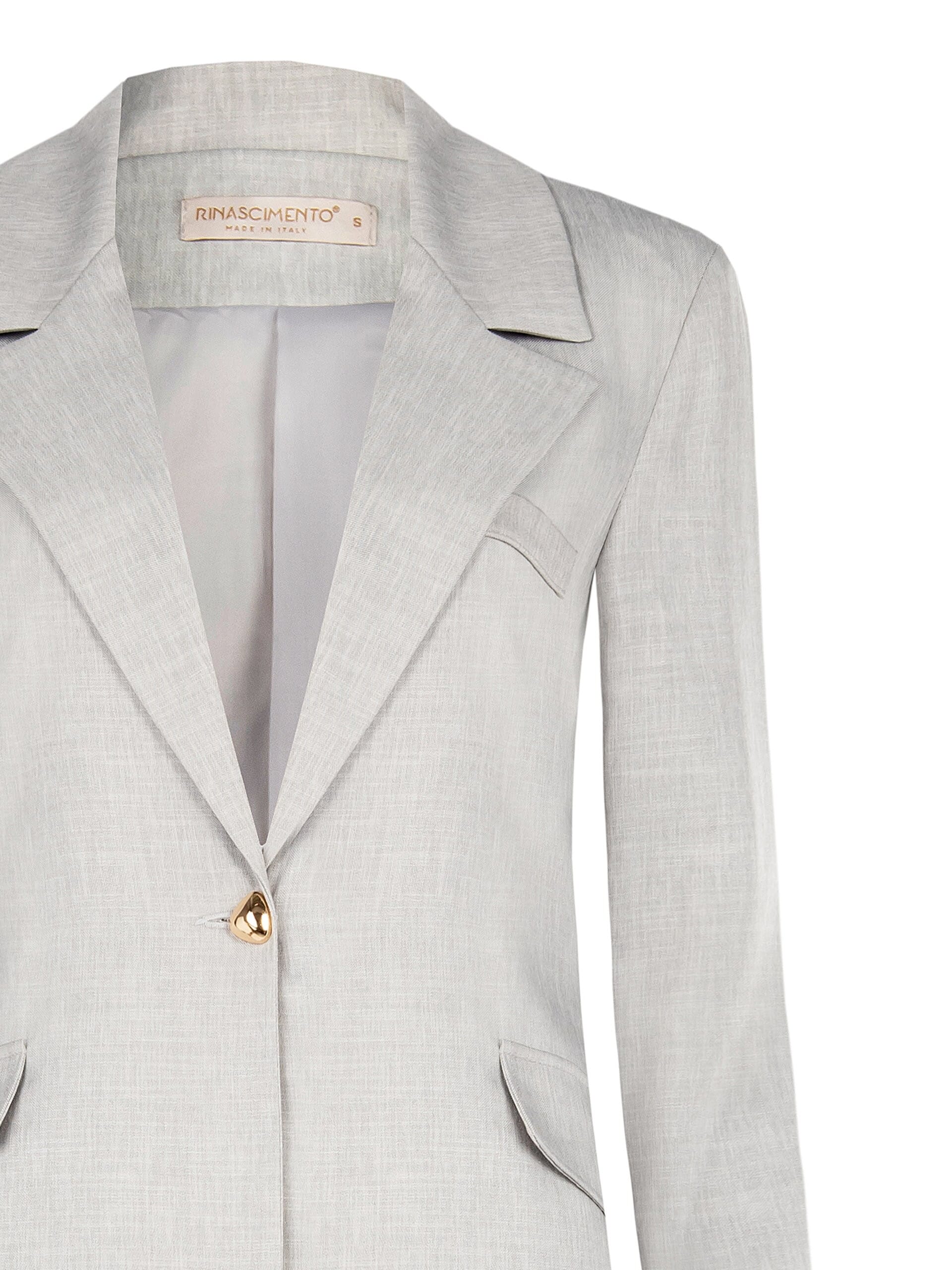 Viscose And Lyocell Blend Over Fitted Blazer Jacket With Triangle Button Rinascimento