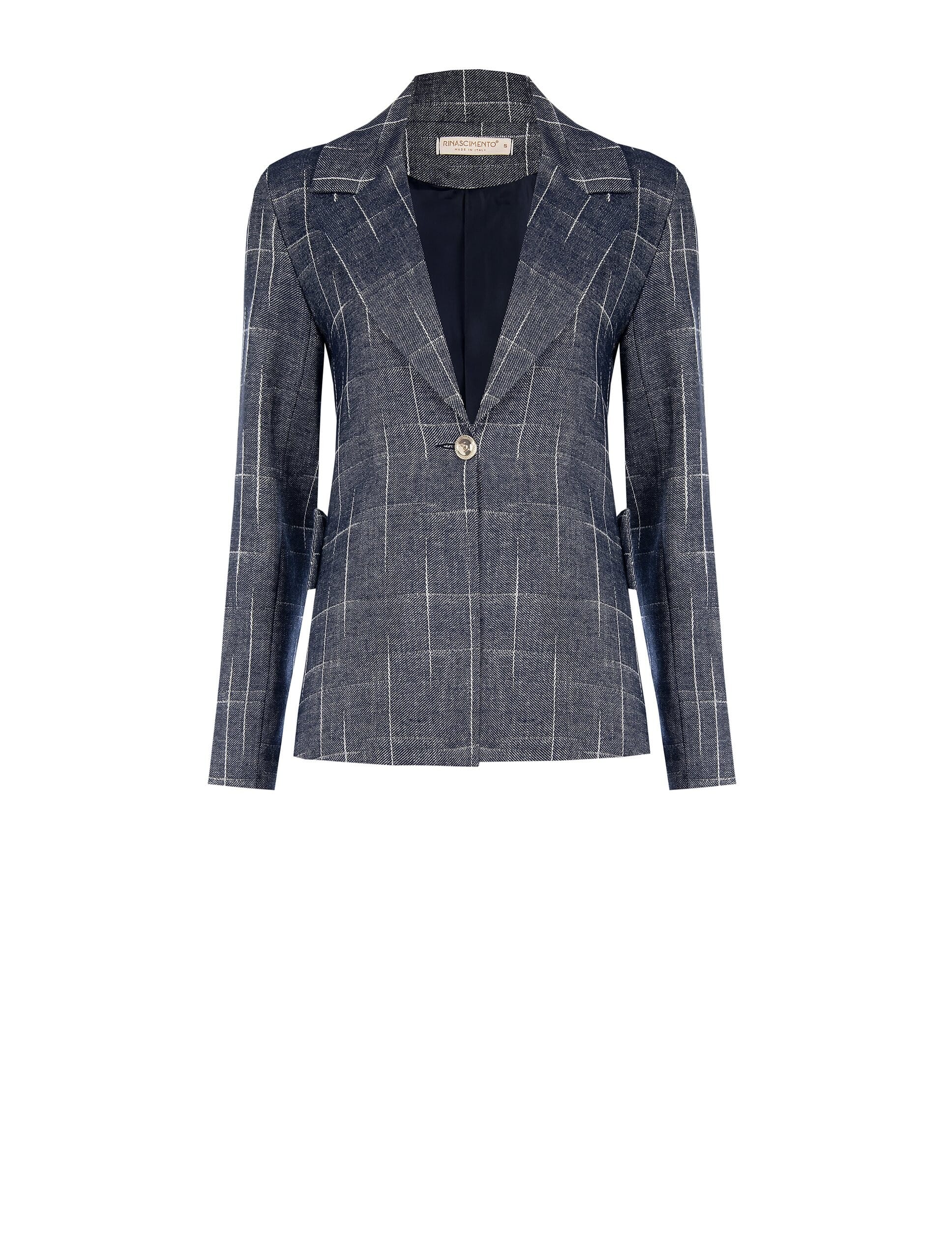 Veste blazer en coton à carreaux irréguliers avec bandes croisées dans le dos Rinascimento