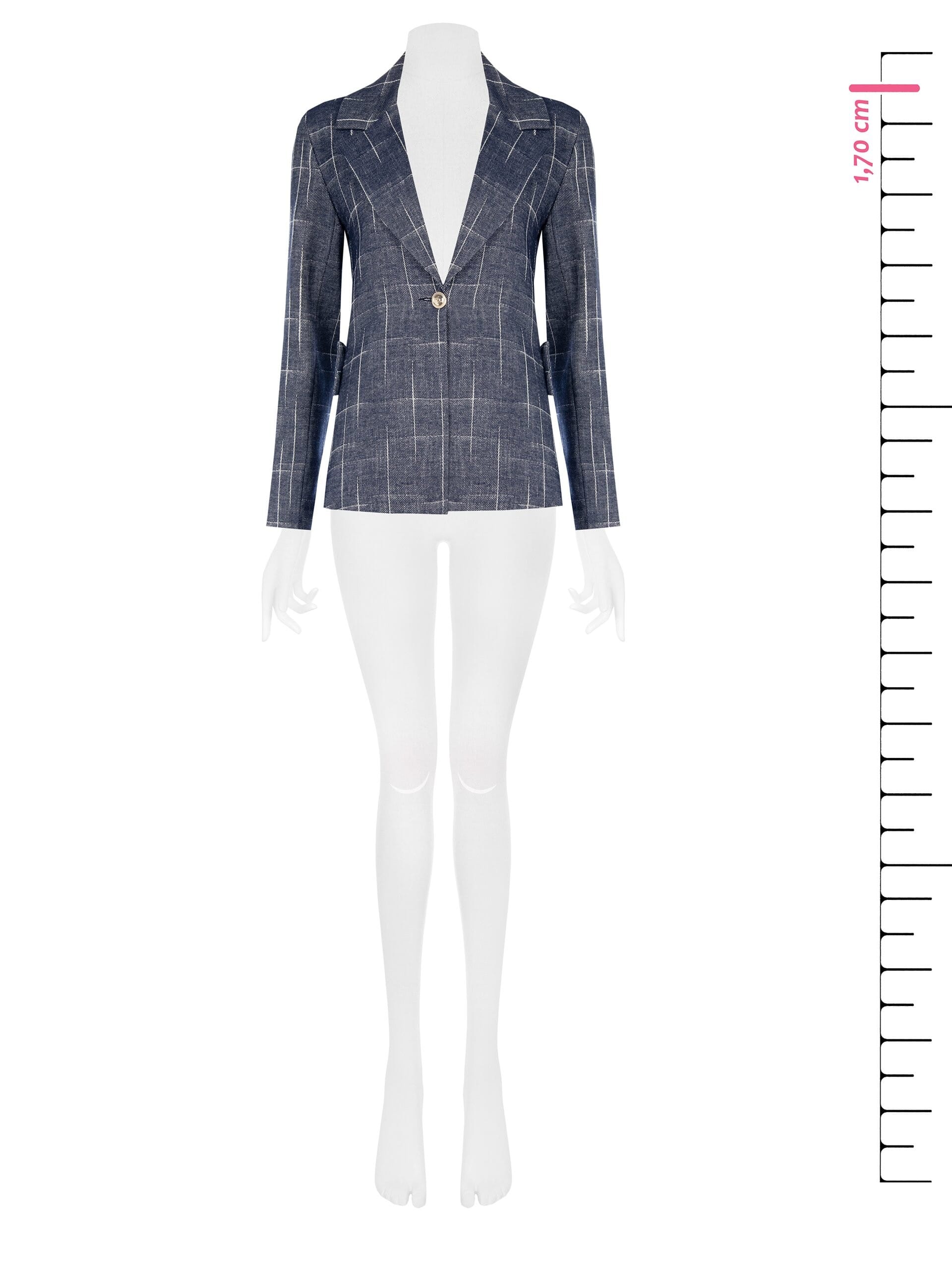 Veste blazer en coton à carreaux irréguliers avec bandes croisées dans le dos Rinascimento