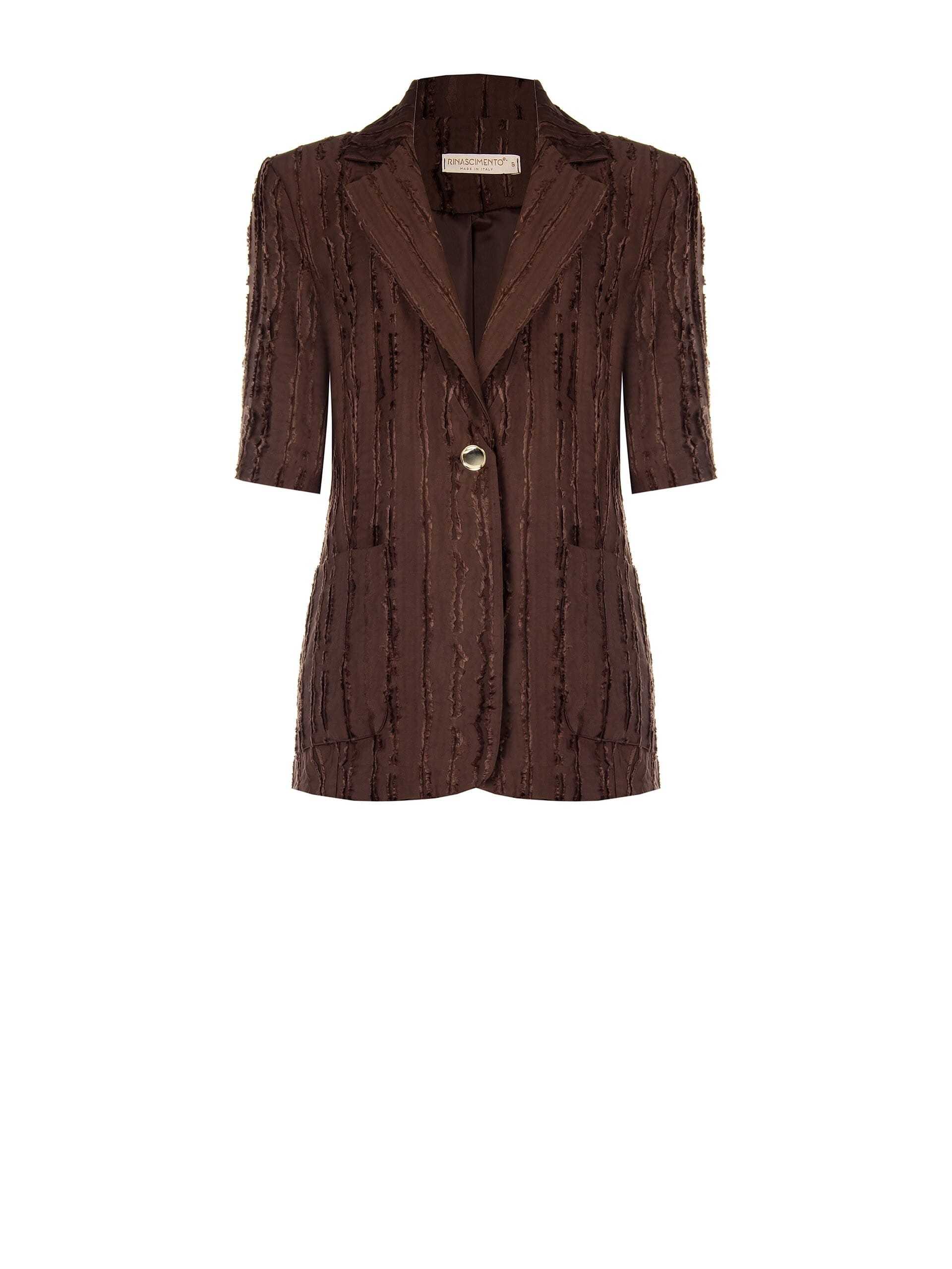 Rinascimento Frayed Striped Mixed Viscose Blazer Jacket