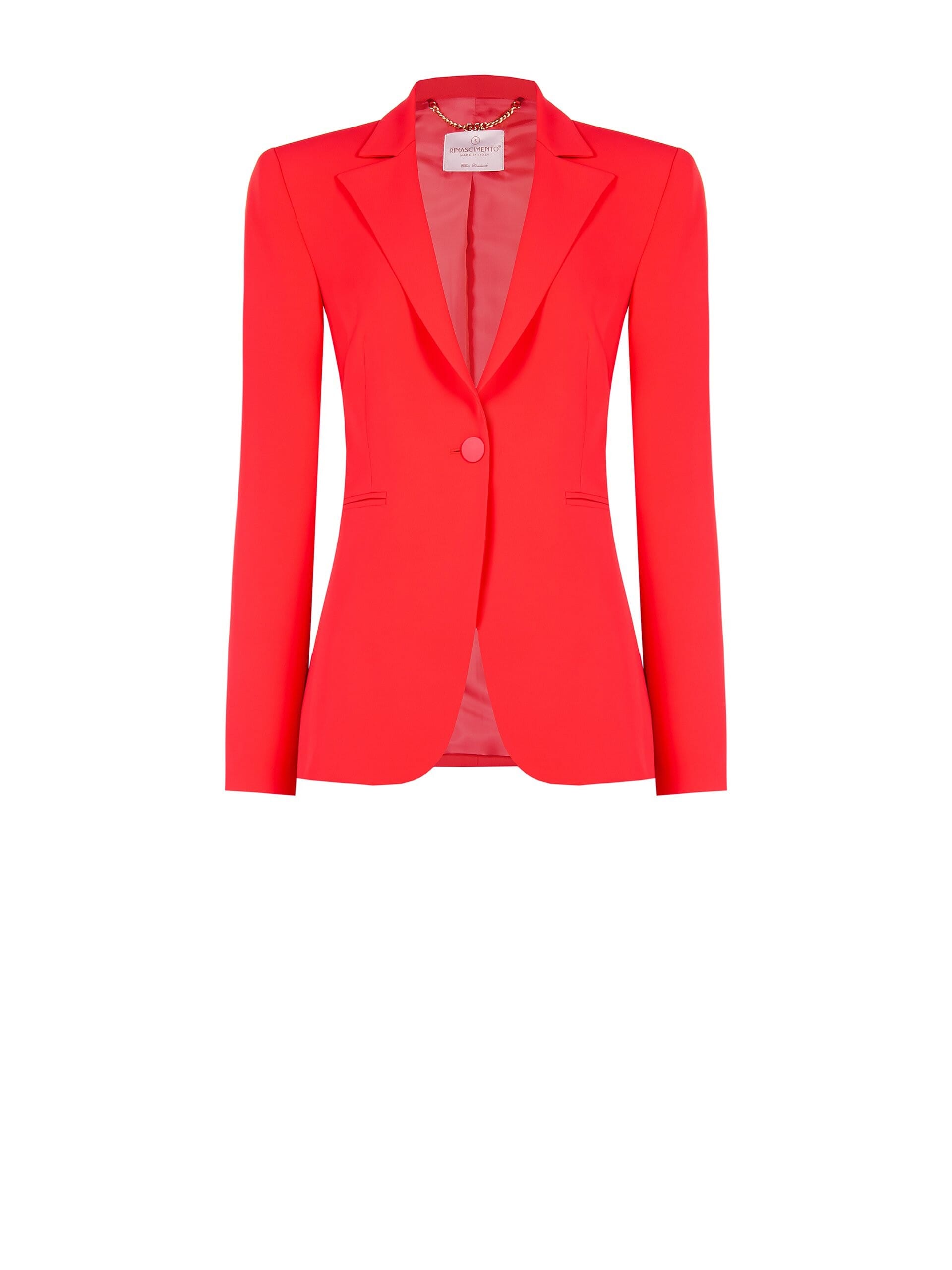 Fluid Fabric Short Blazer Jacket With Metal Button Rinascimento