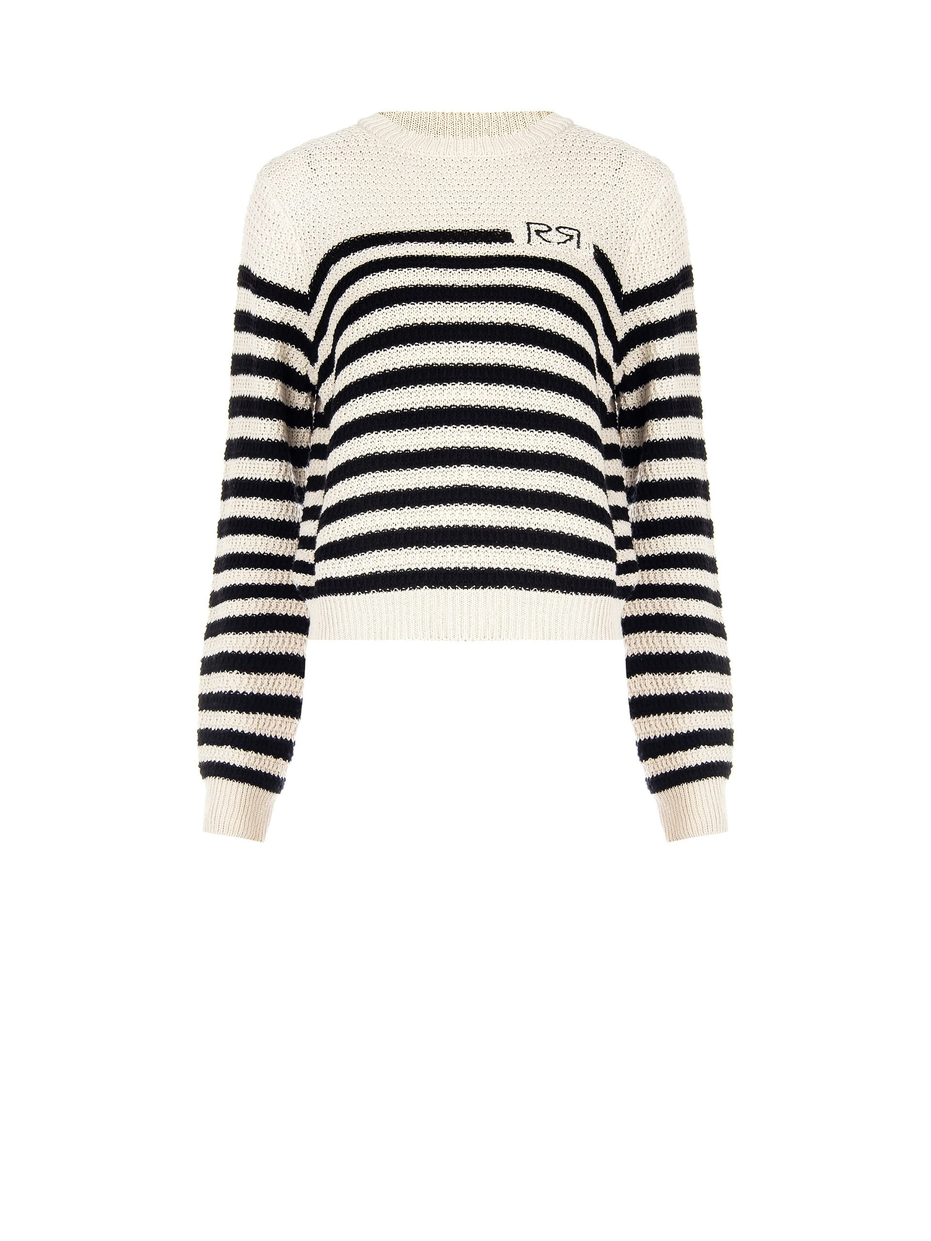 Striped Crochet Sweater With Rr Logo Rinascimento