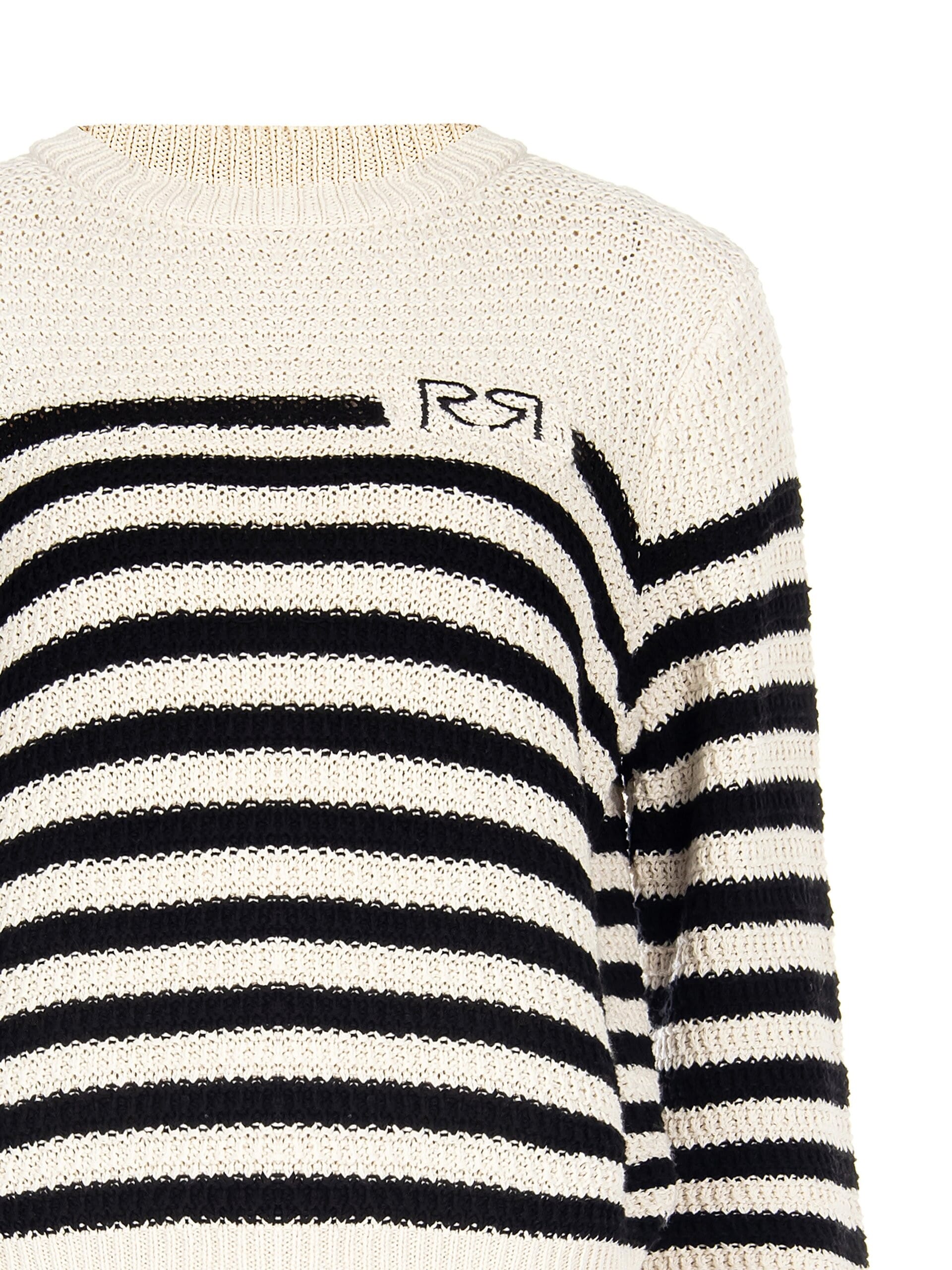 Striped Crochet Sweater With Rr Logo Rinascimento