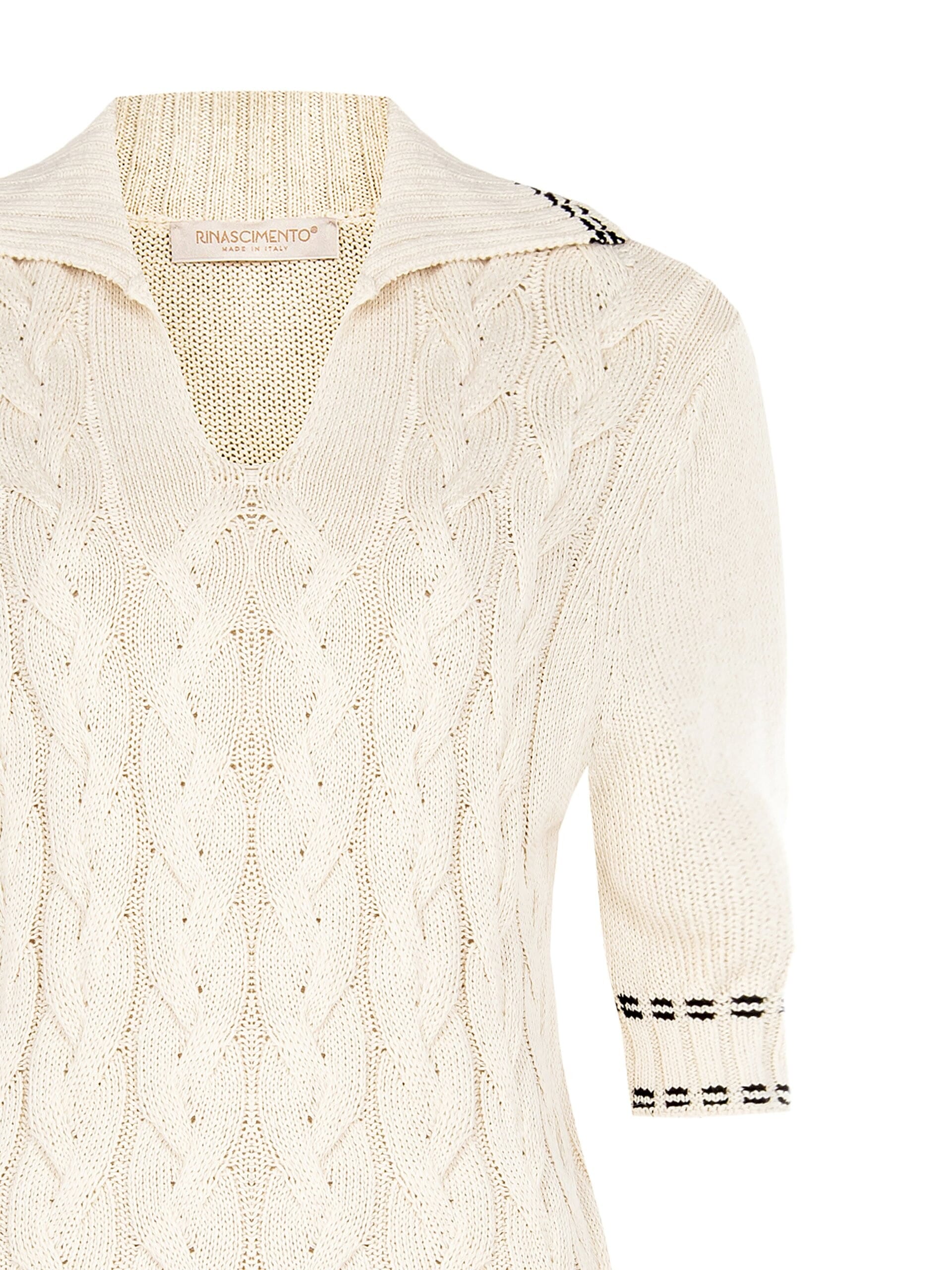 Rinascimento V-Neck Cable Knit Polo Shirt