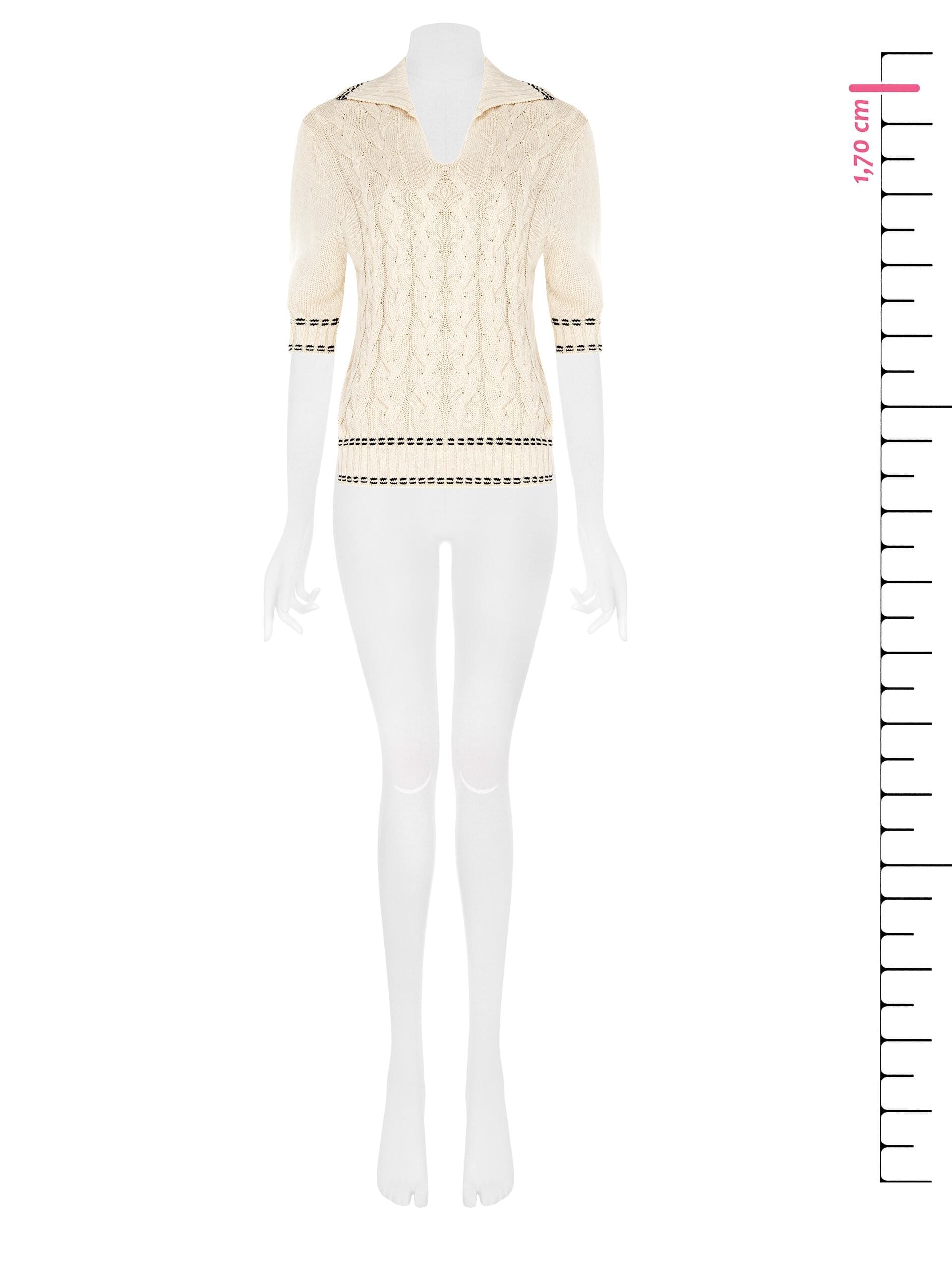 Rinascimento V-Neck Cable Knit Polo Shirt