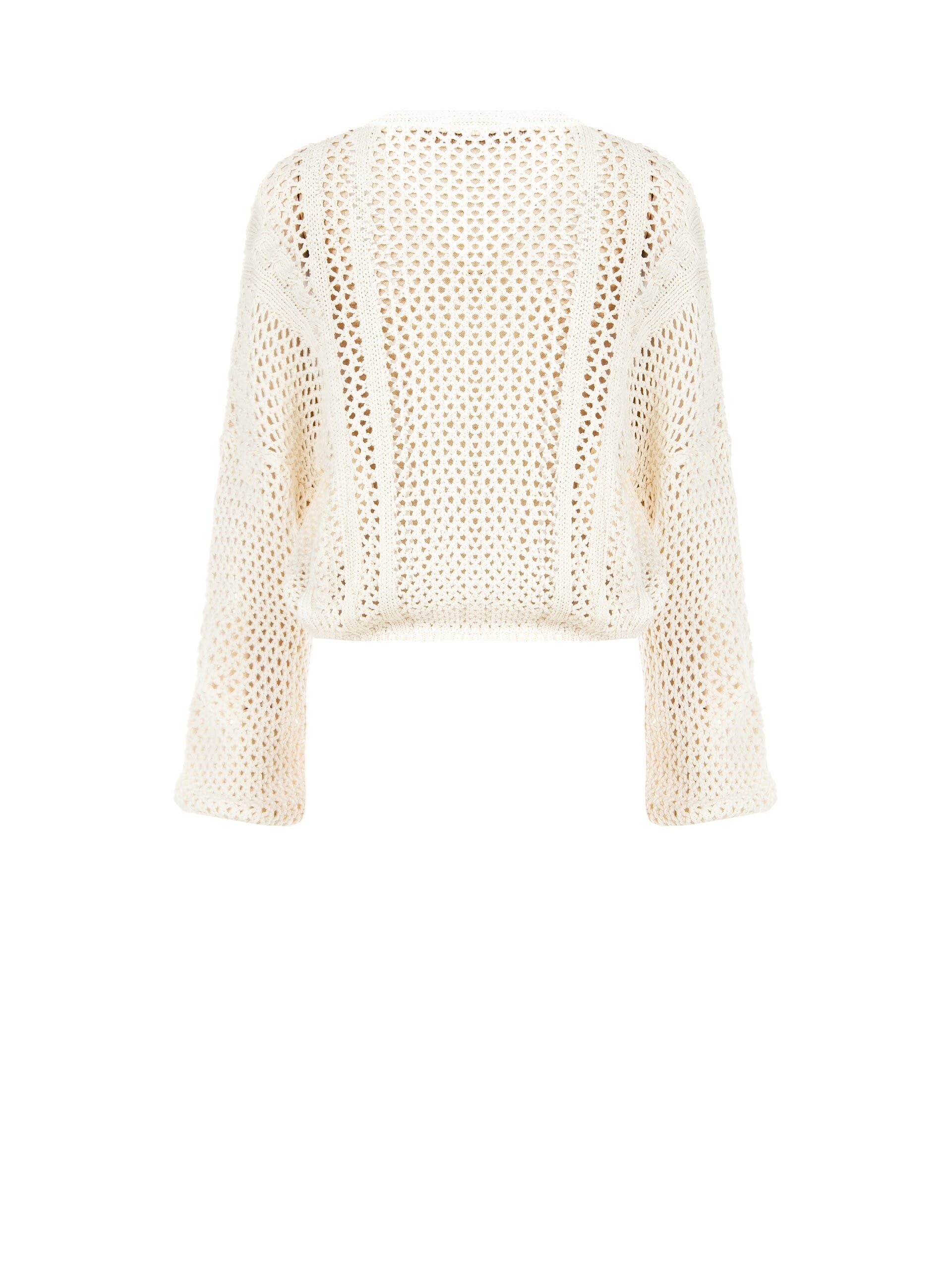 Cotton Blend Perforated Knit With Combined Braid And Lozenge Motifs Rinascimento