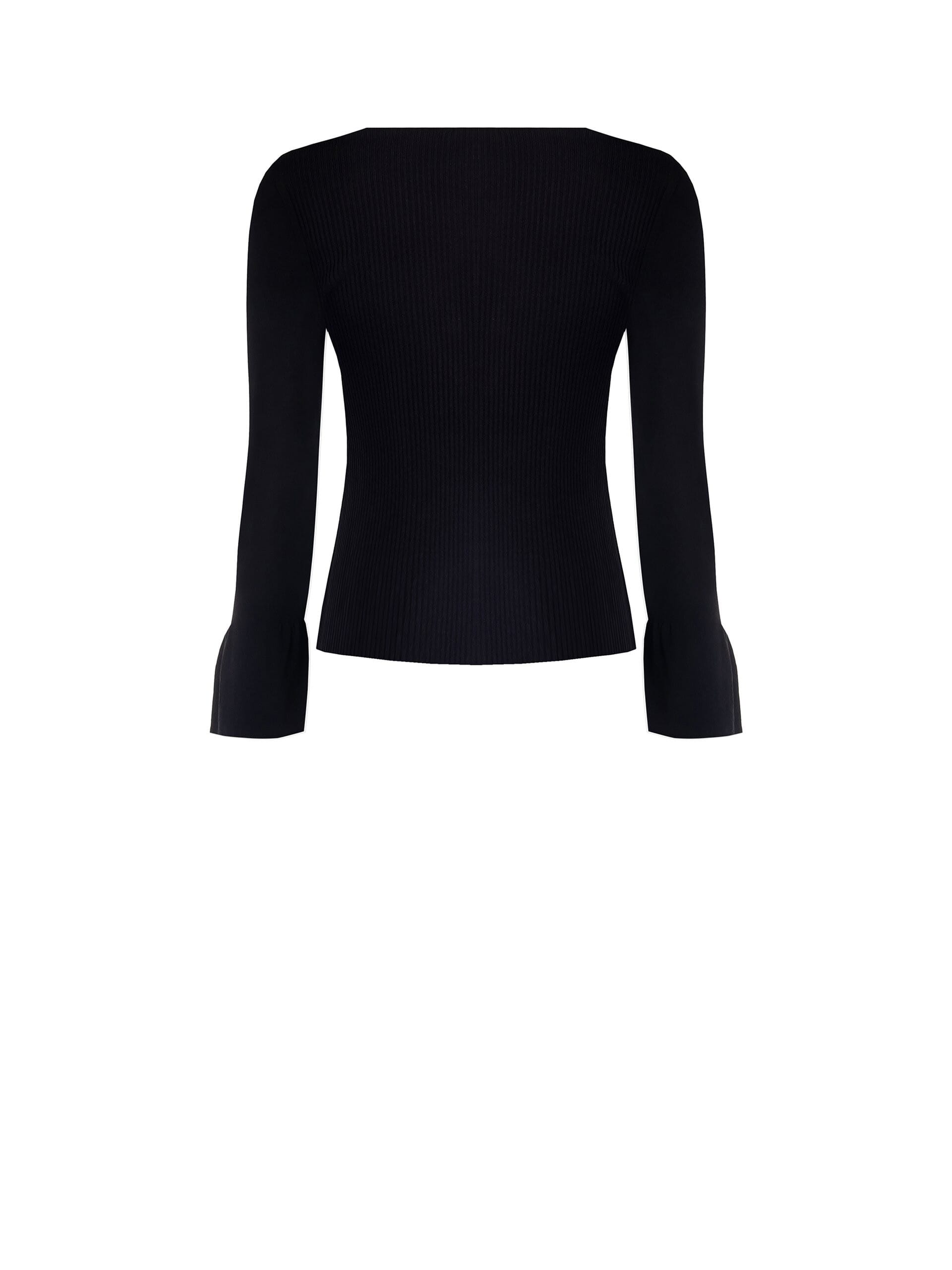 Short Cardigan in Ribbed Knit with Tie Fastening and Flared Sleeves Rinascimento