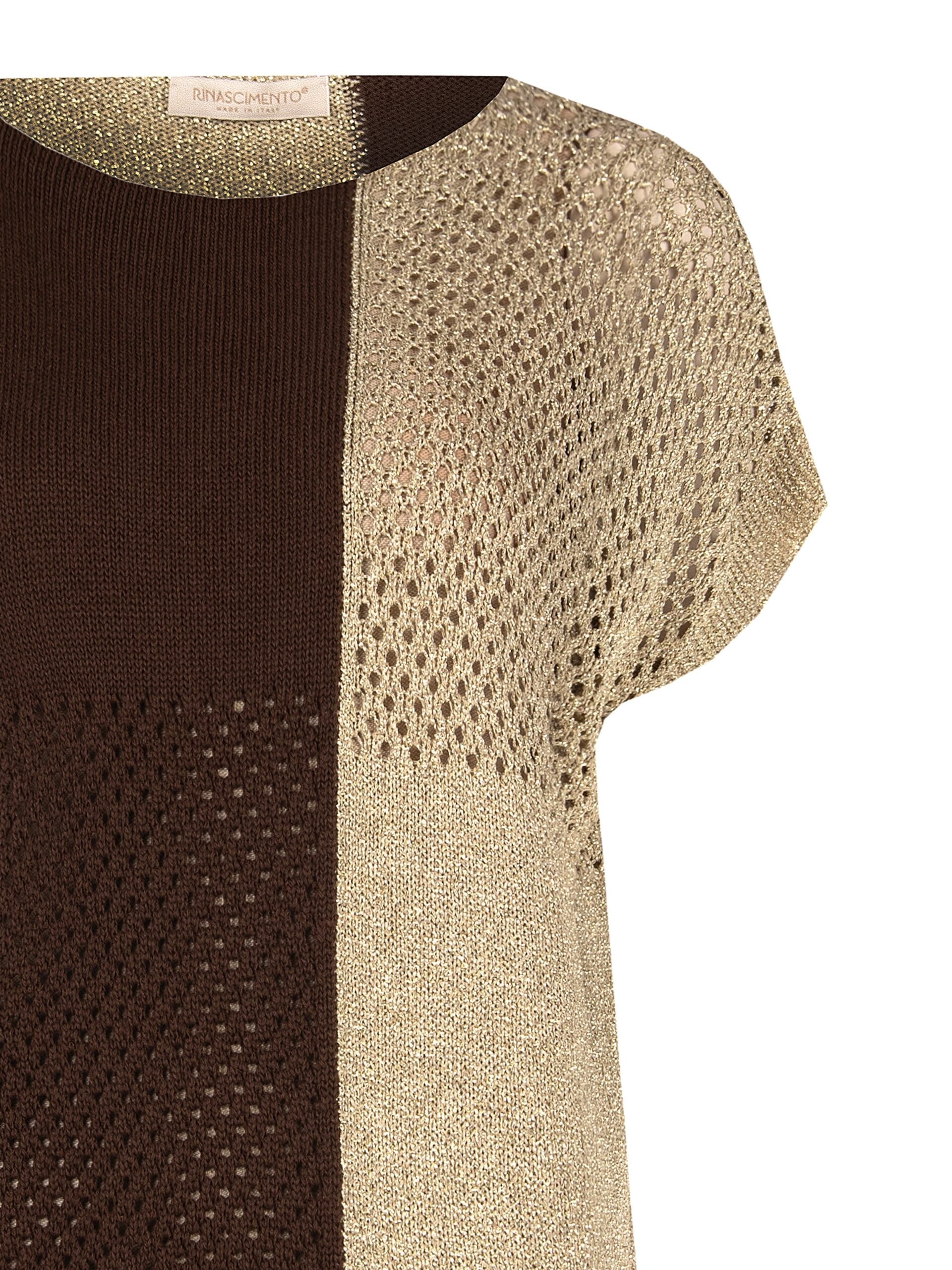 Perforated Cotton And Viscose Blend Sweater With Lurex Rinascimento