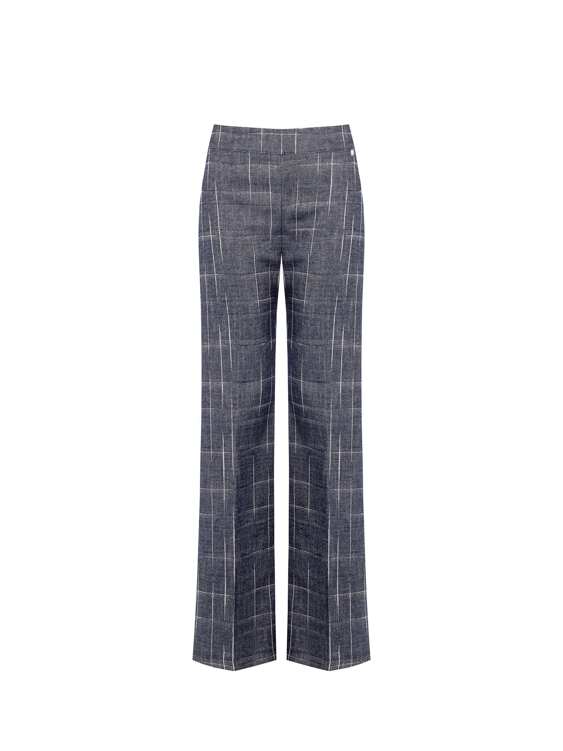 Irregular Check Cotton Palace Trousers With Side Zip Rinascimento