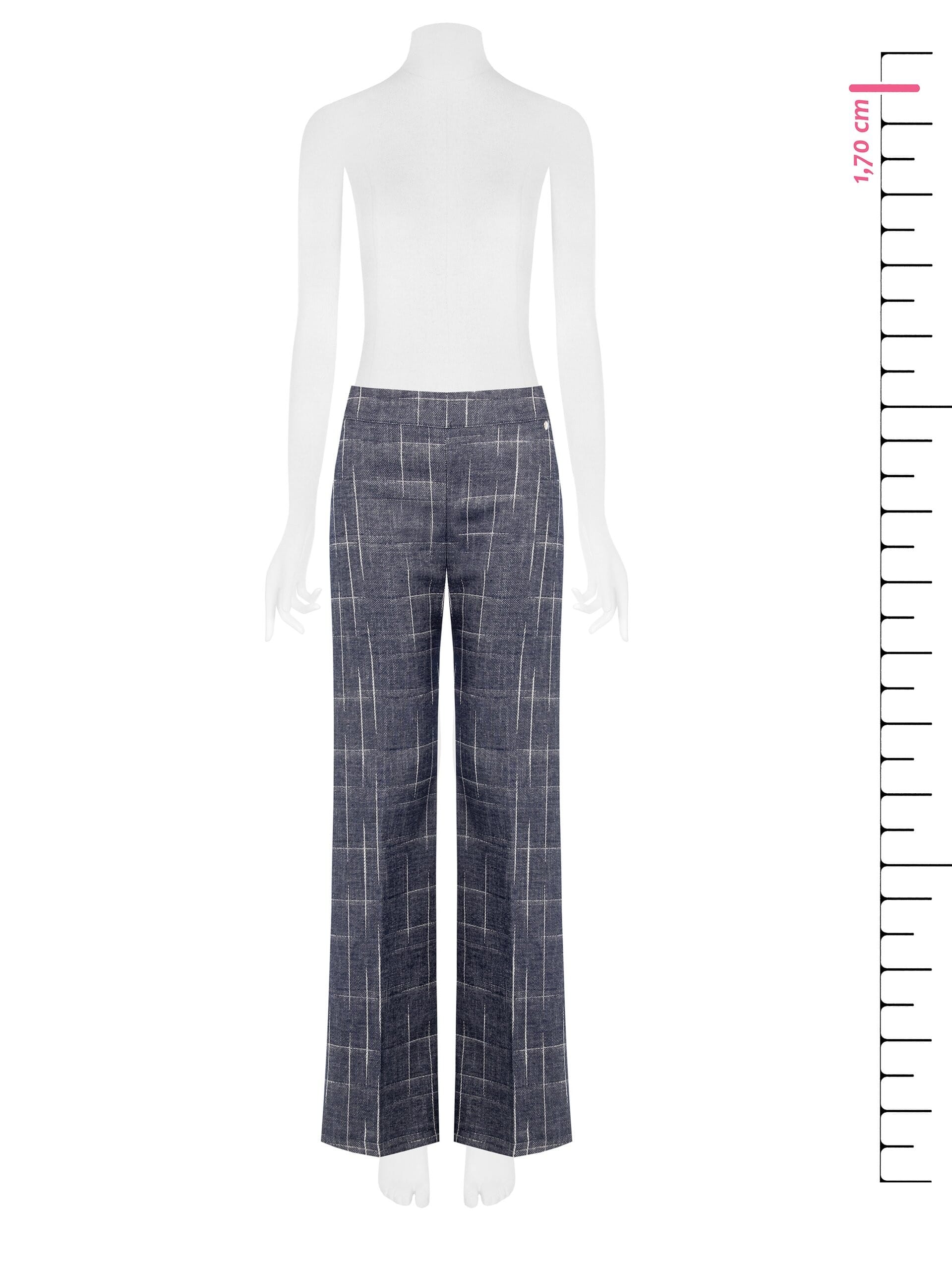 Irregular Check Cotton Palace Trousers With Side Zip Rinascimento