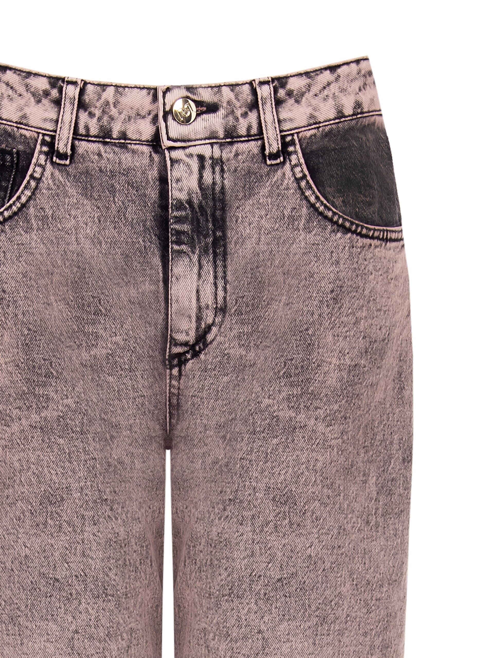 Rinascimento Washed Effect Wide Leg Jeans