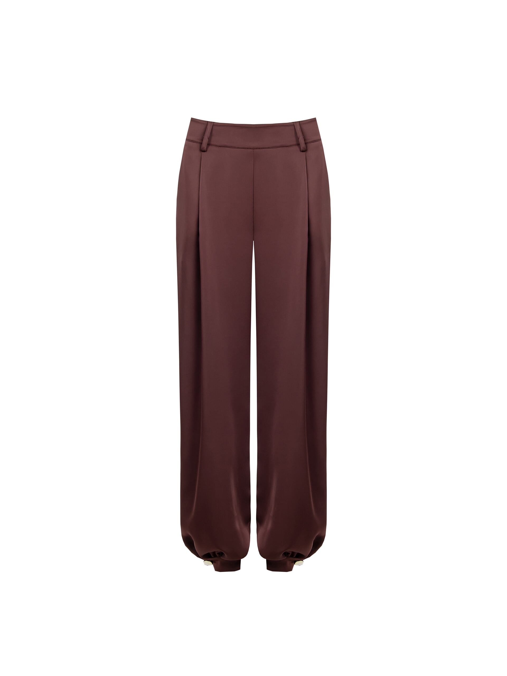 Wide Satin Balloon Trousers With Ankle Buttons Rinascimento
