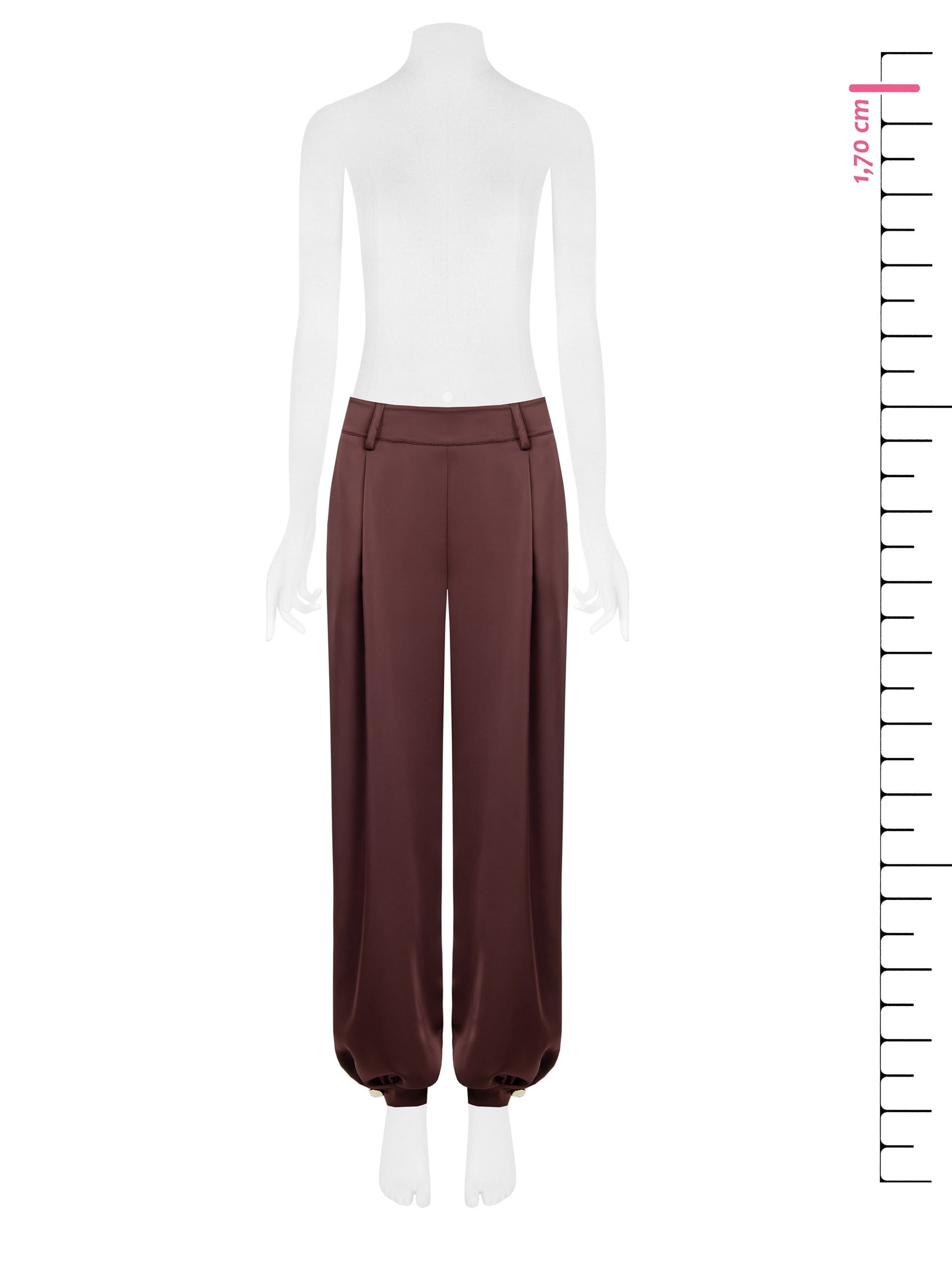 Wide Satin Balloon Trousers With Ankle Buttons Rinascimento