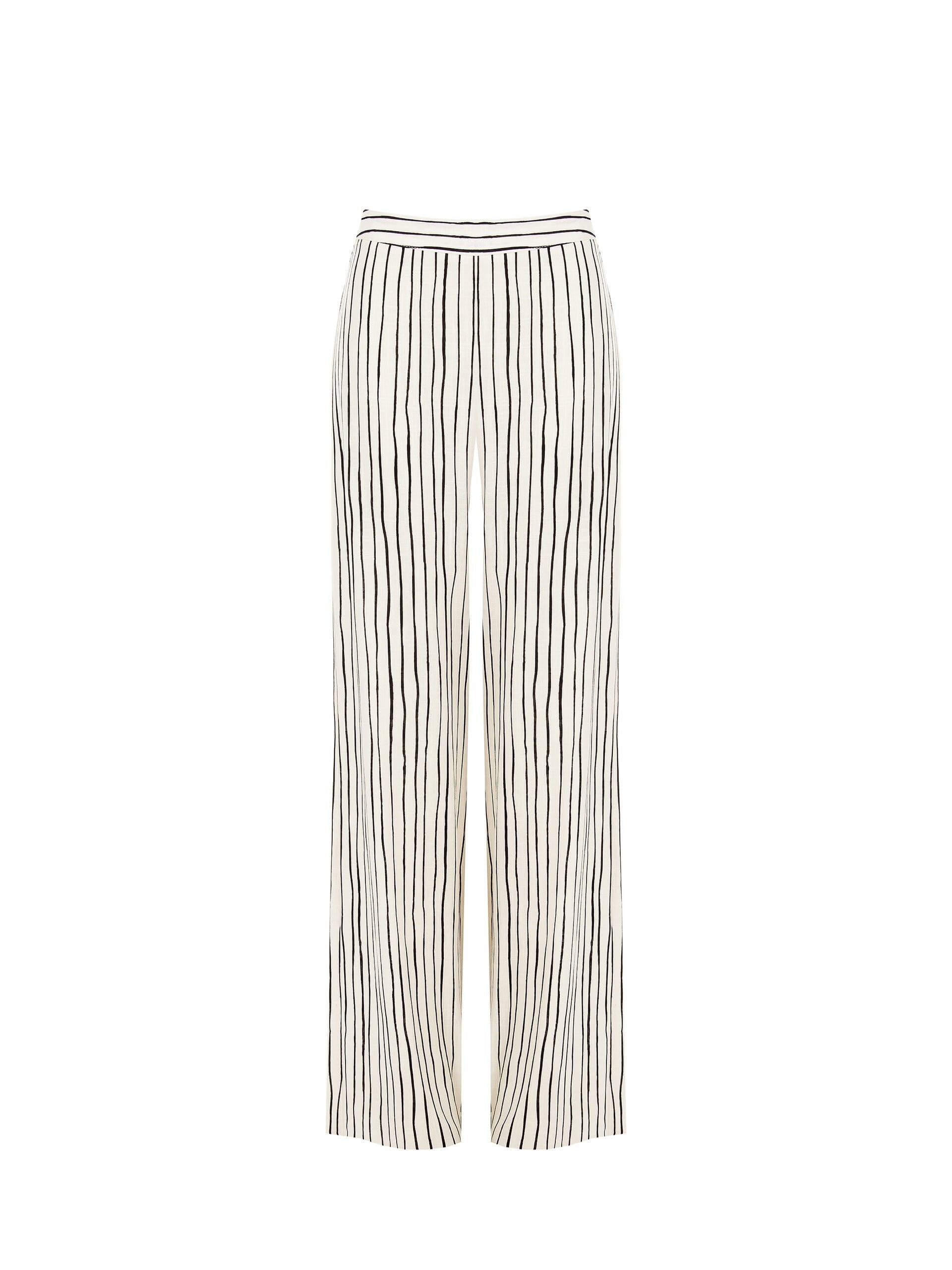 Irregular Striped Cotton Palace Trousers With Side Zip Rinascimento