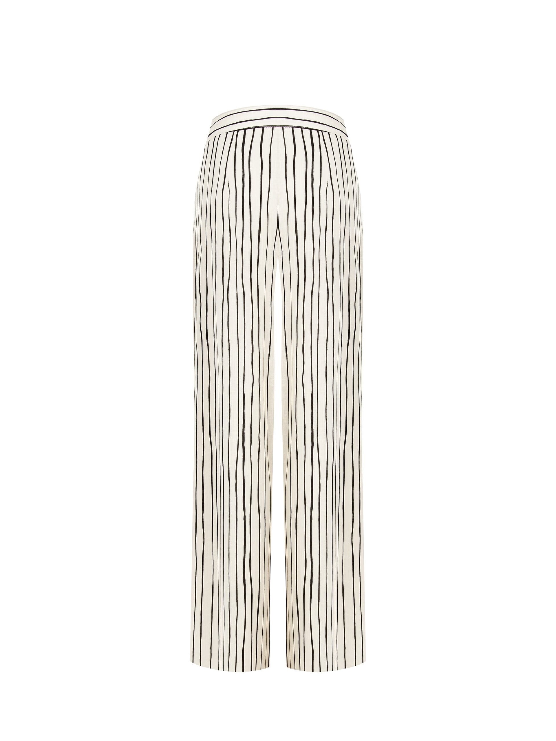 Irregular Striped Cotton Palace Trousers With Side Zip Rinascimento