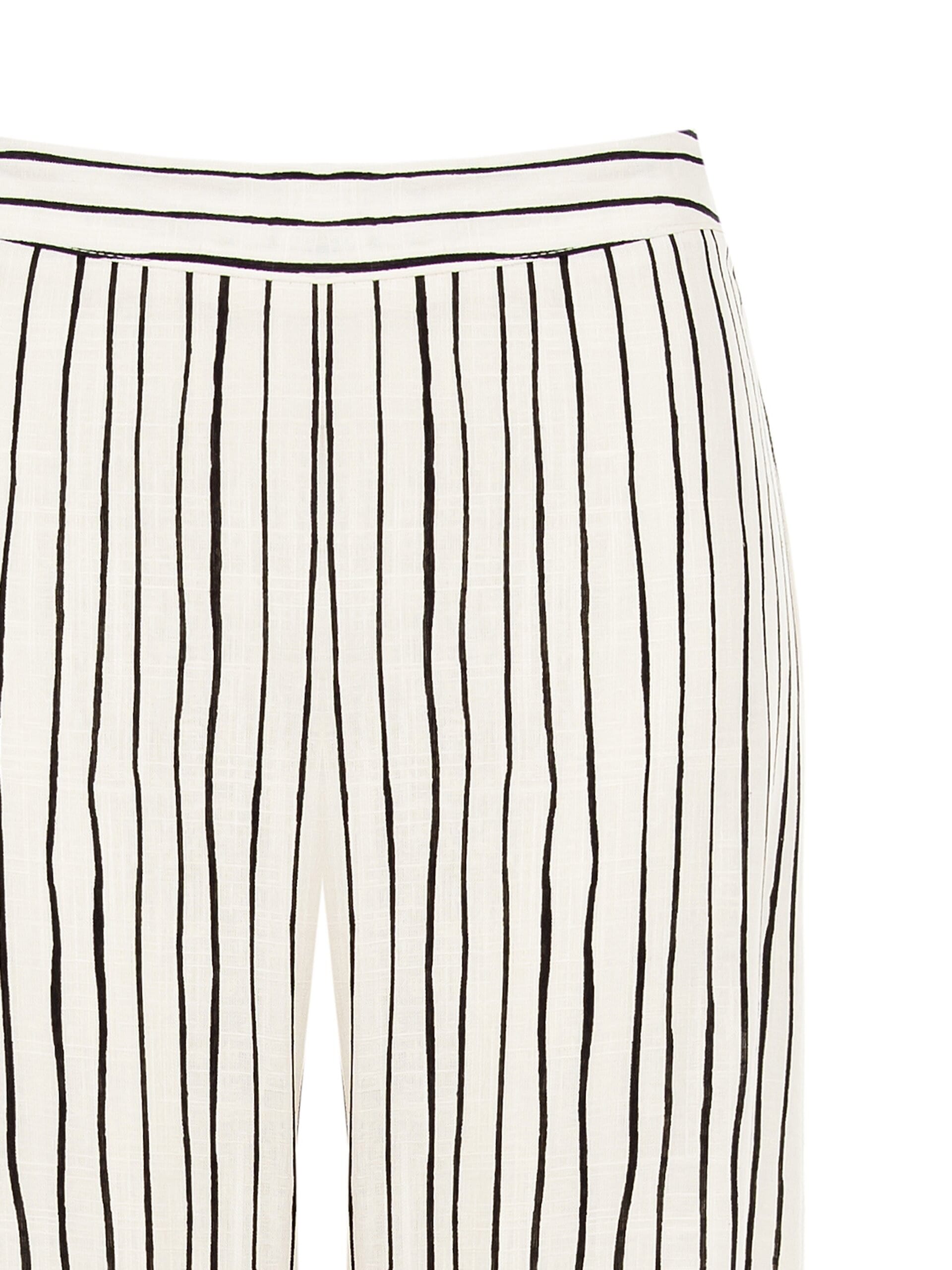 Irregular Striped Cotton Palace Trousers With Side Zip Rinascimento