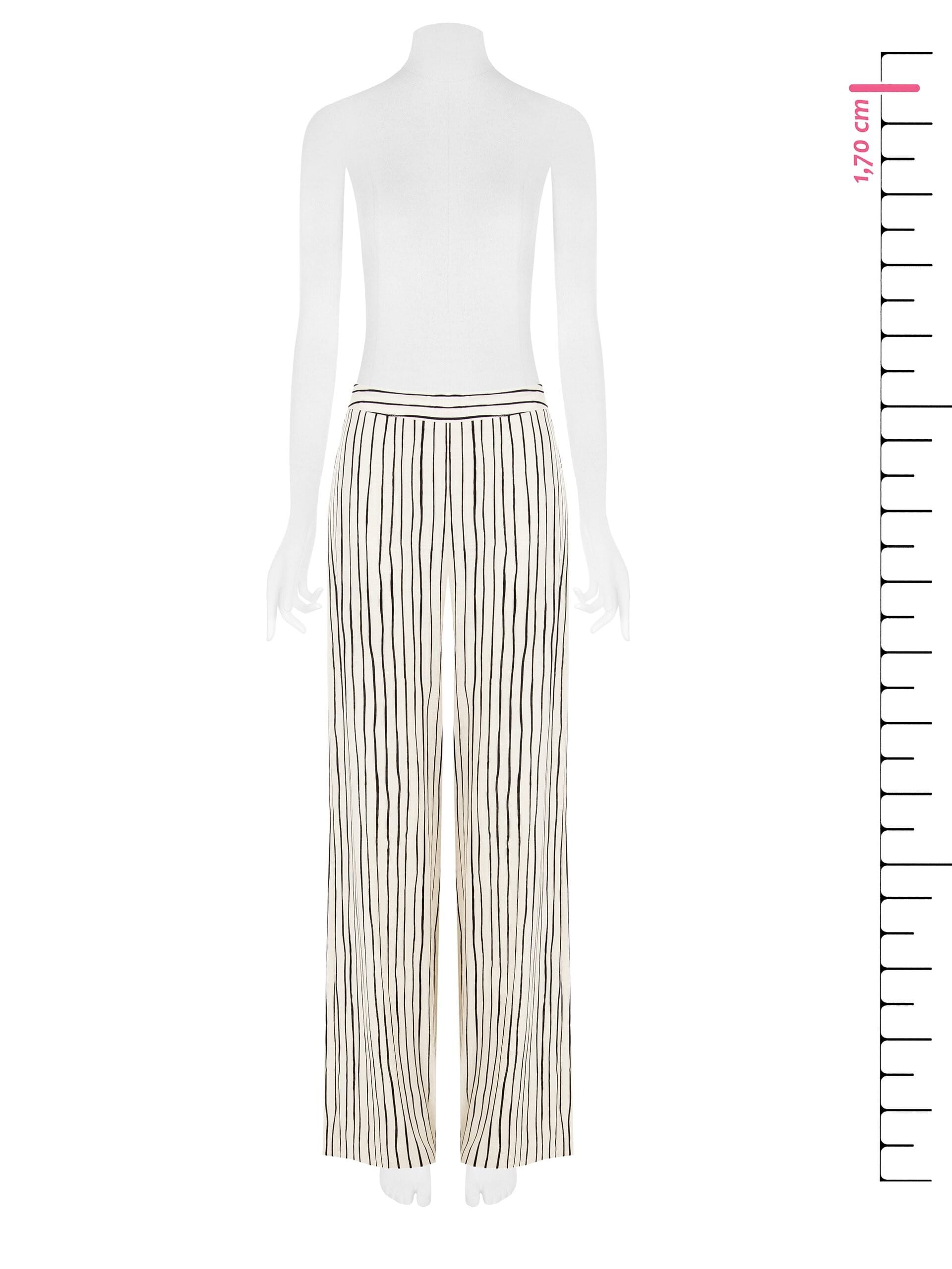 Irregular Striped Cotton Palace Trousers With Side Zip Rinascimento