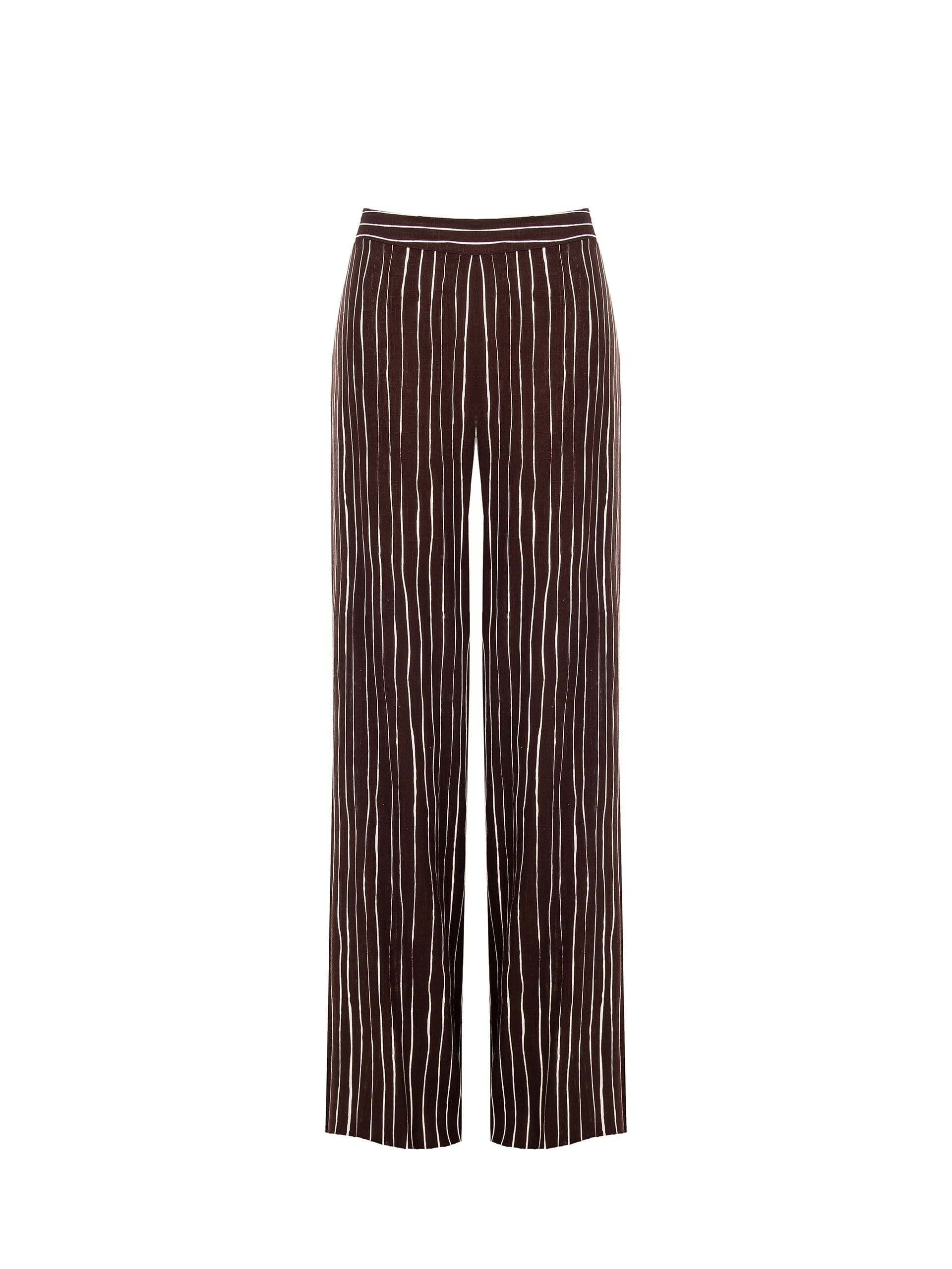 Irregular Striped Cotton Palace Trousers With Side Zip Rinascimento
