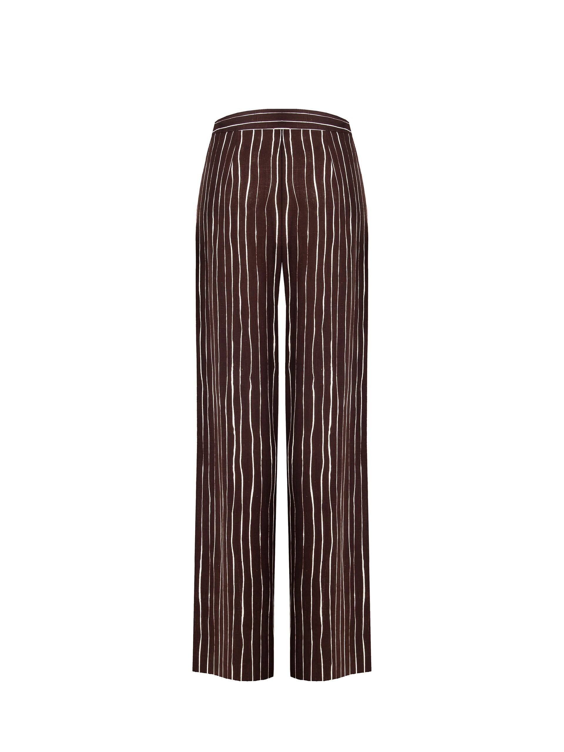 Irregular Striped Cotton Palace Trousers With Side Zip Rinascimento