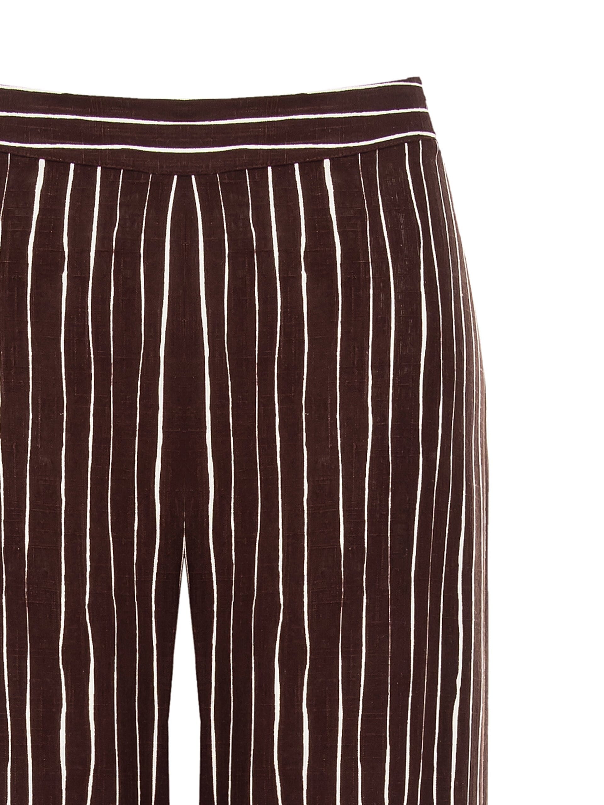 Irregular Striped Cotton Palace Trousers With Side Zip Rinascimento