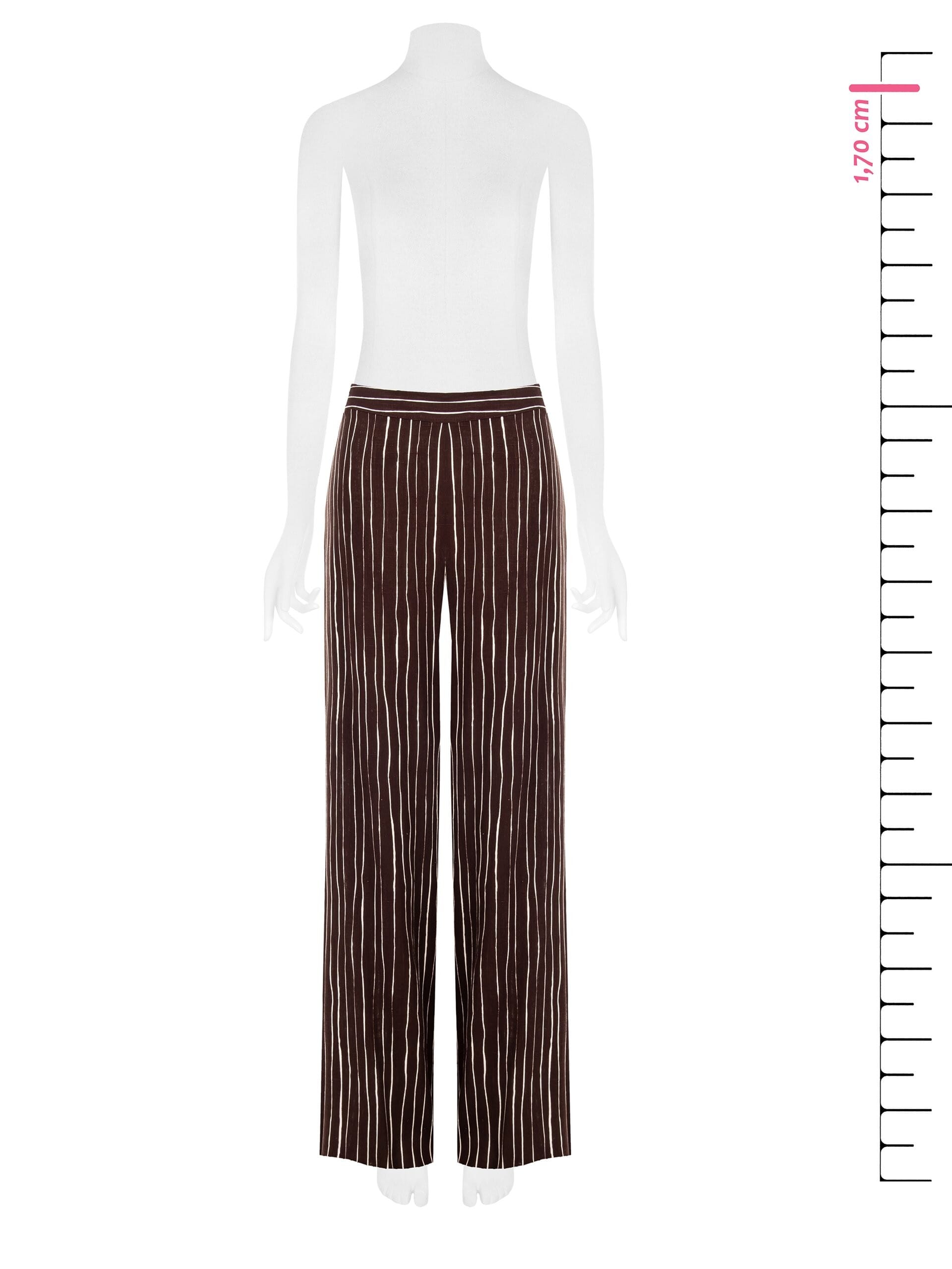 Irregular Striped Cotton Palace Trousers With Side Zip Rinascimento