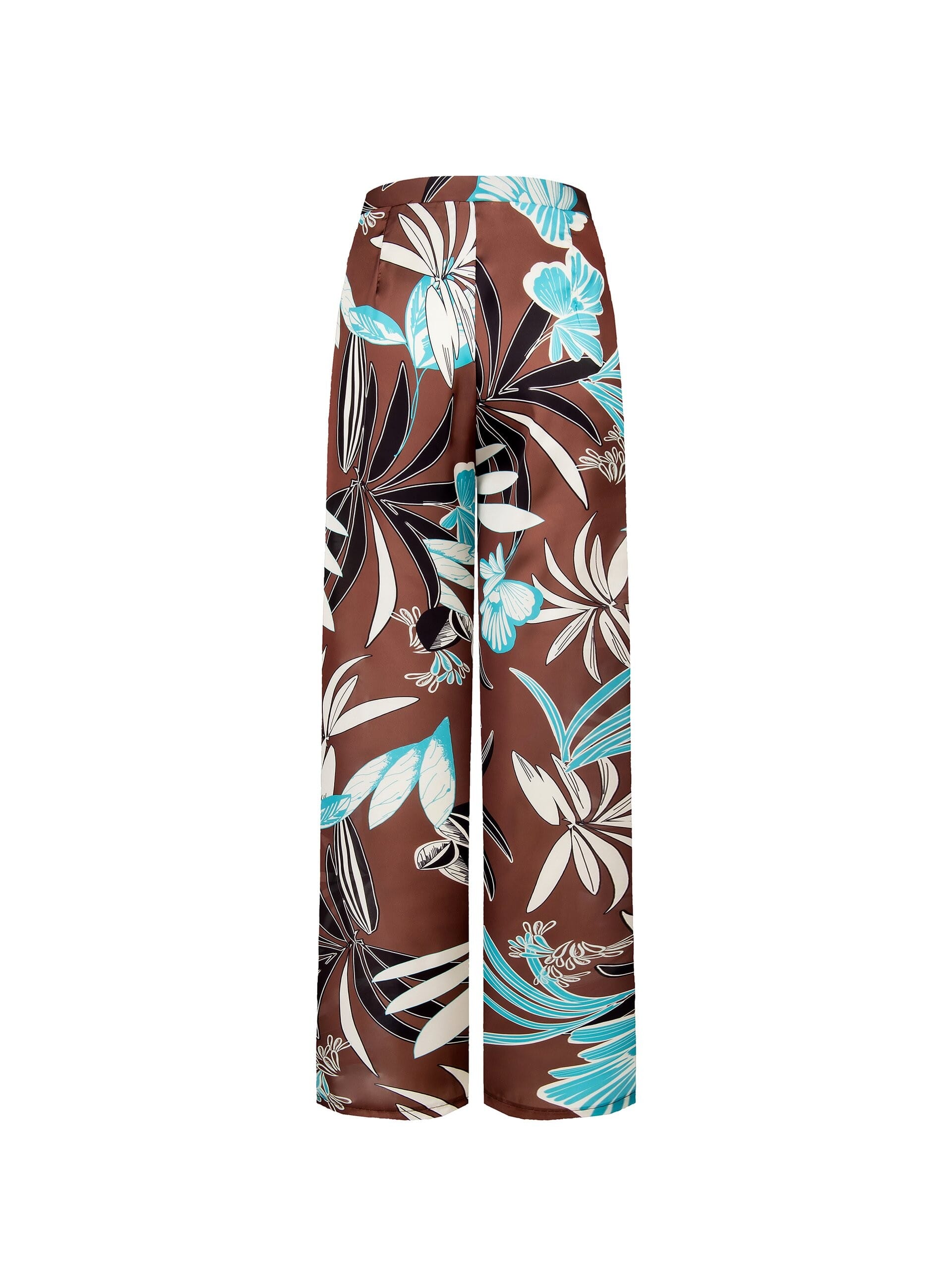 Palazzo Trousers Extra Wide In Satin With Flowers Rinascimento