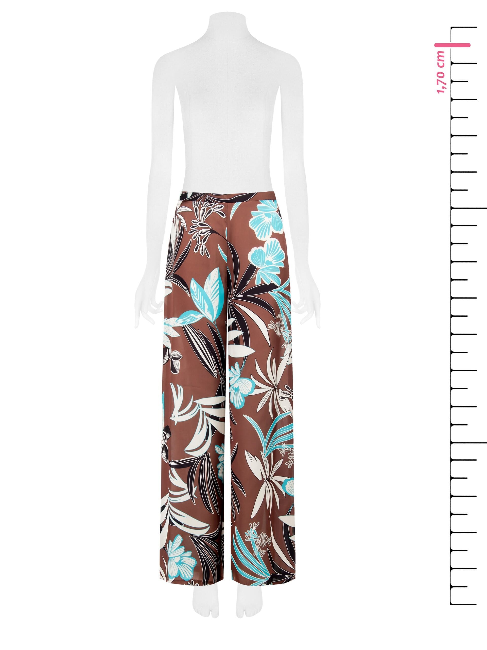 Palazzo Trousers Extra Wide In Satin With Flowers Rinascimento