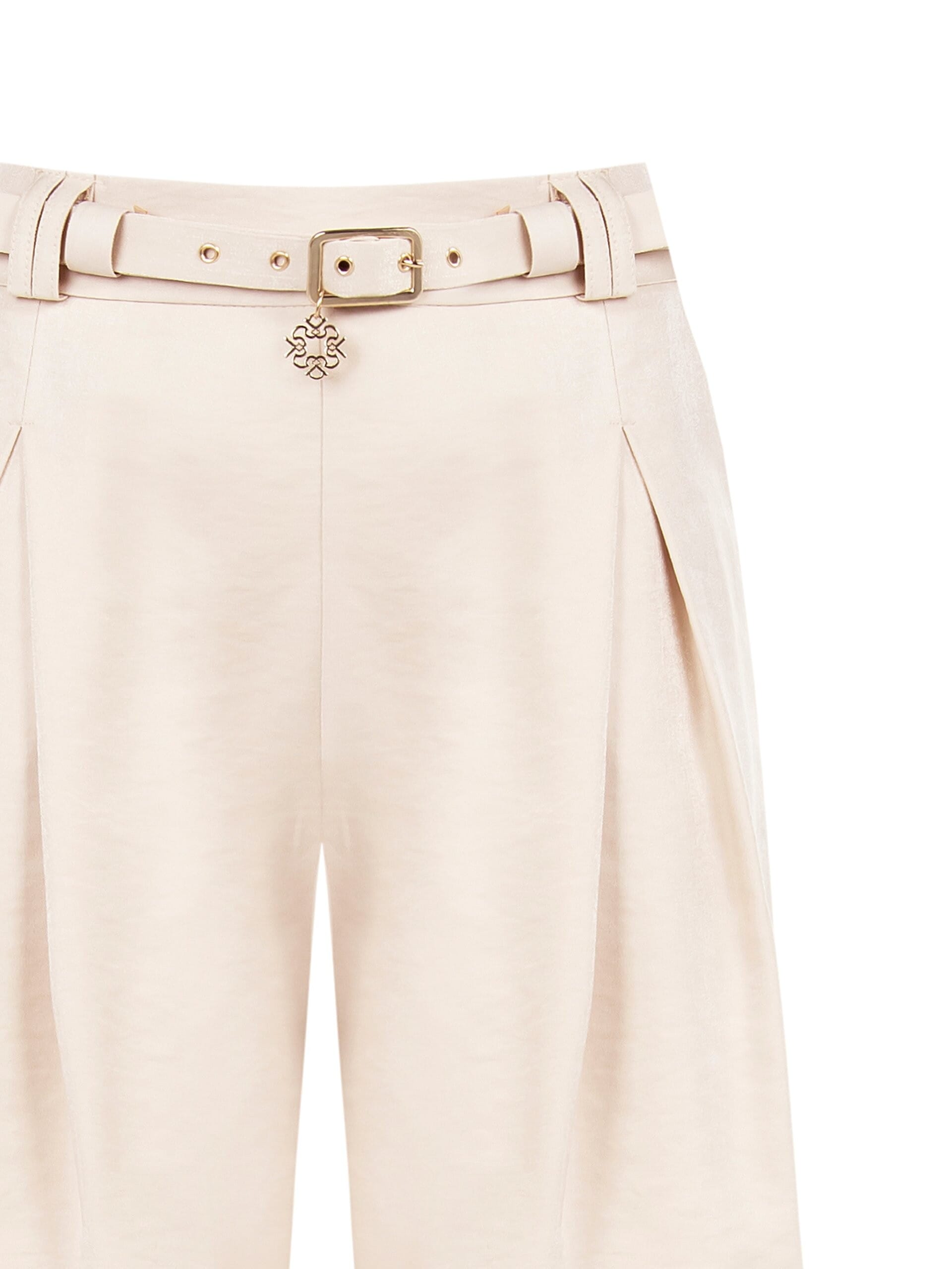 Pantaloni Corti In Misto Viscosa Effetto Perlato Con Cintura Coordinata Rinascimento