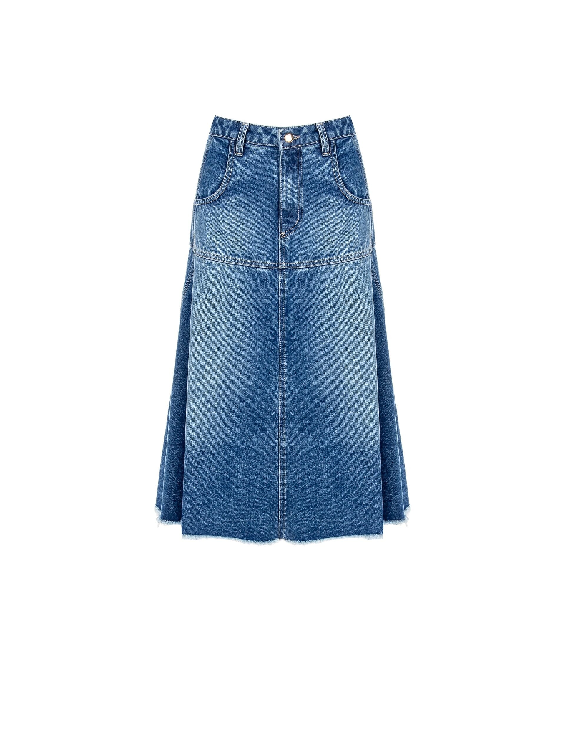 Rinascimento - Jupe évasée en denim moyennement délavé