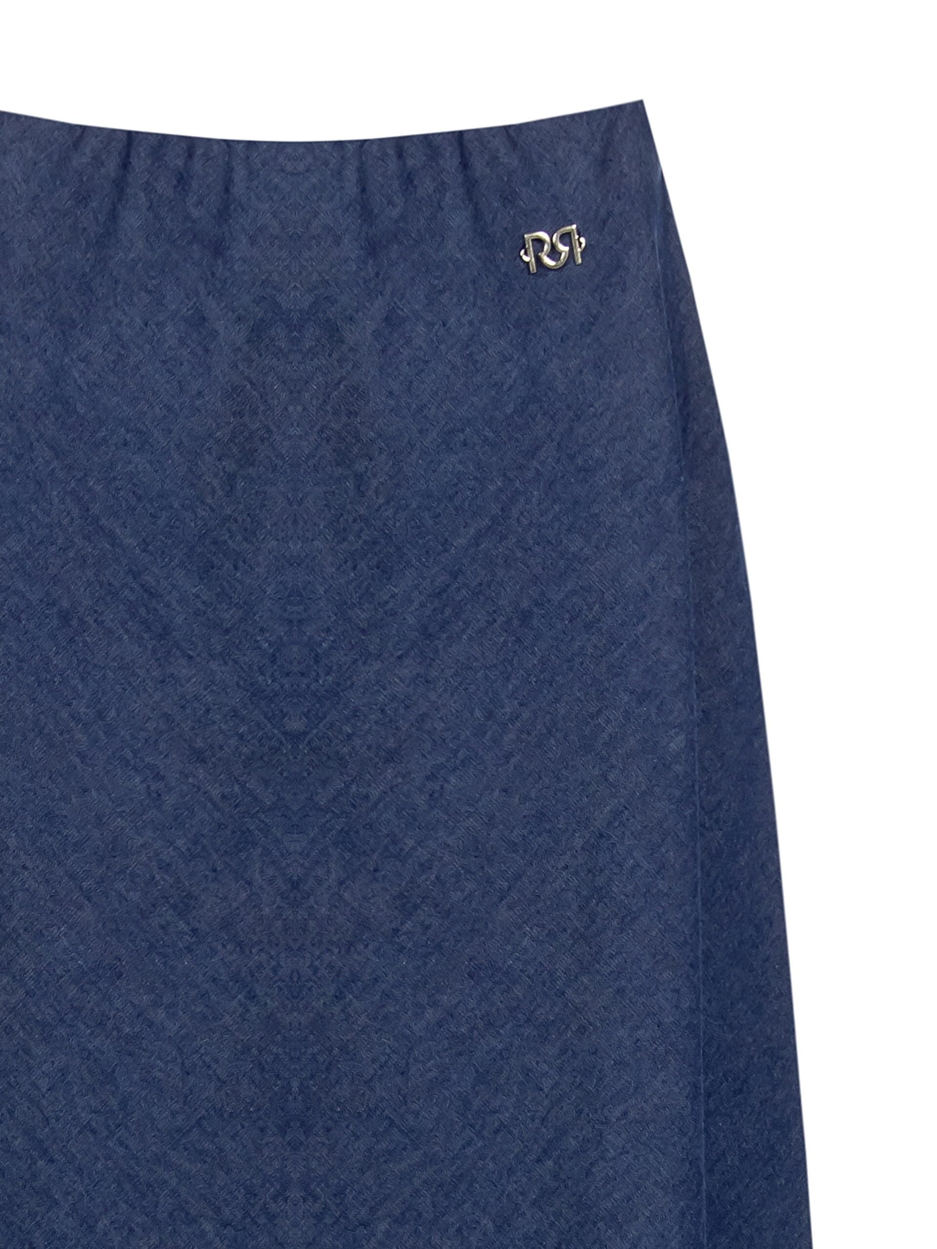 Gonna Lunga Svasata In Leggero Denim Con Targhetta Logo Rr Rinascimento