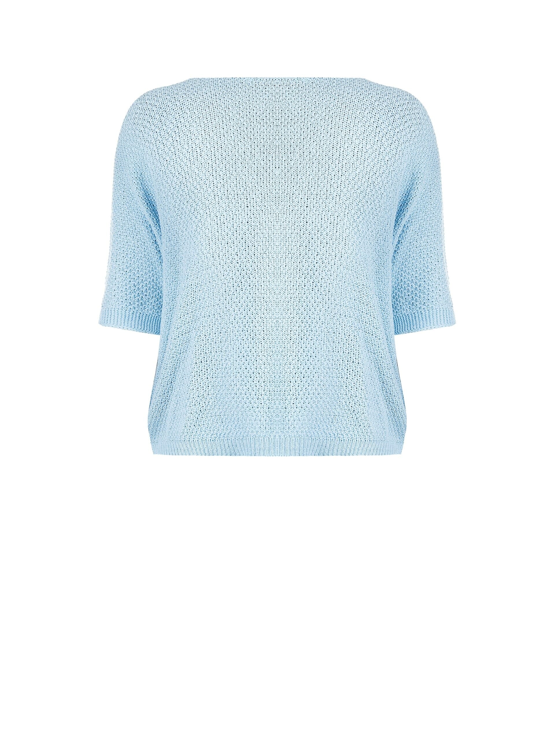 Rinascimento Curvy Wide Cotton Blend Honeycomb V-neck Sweater